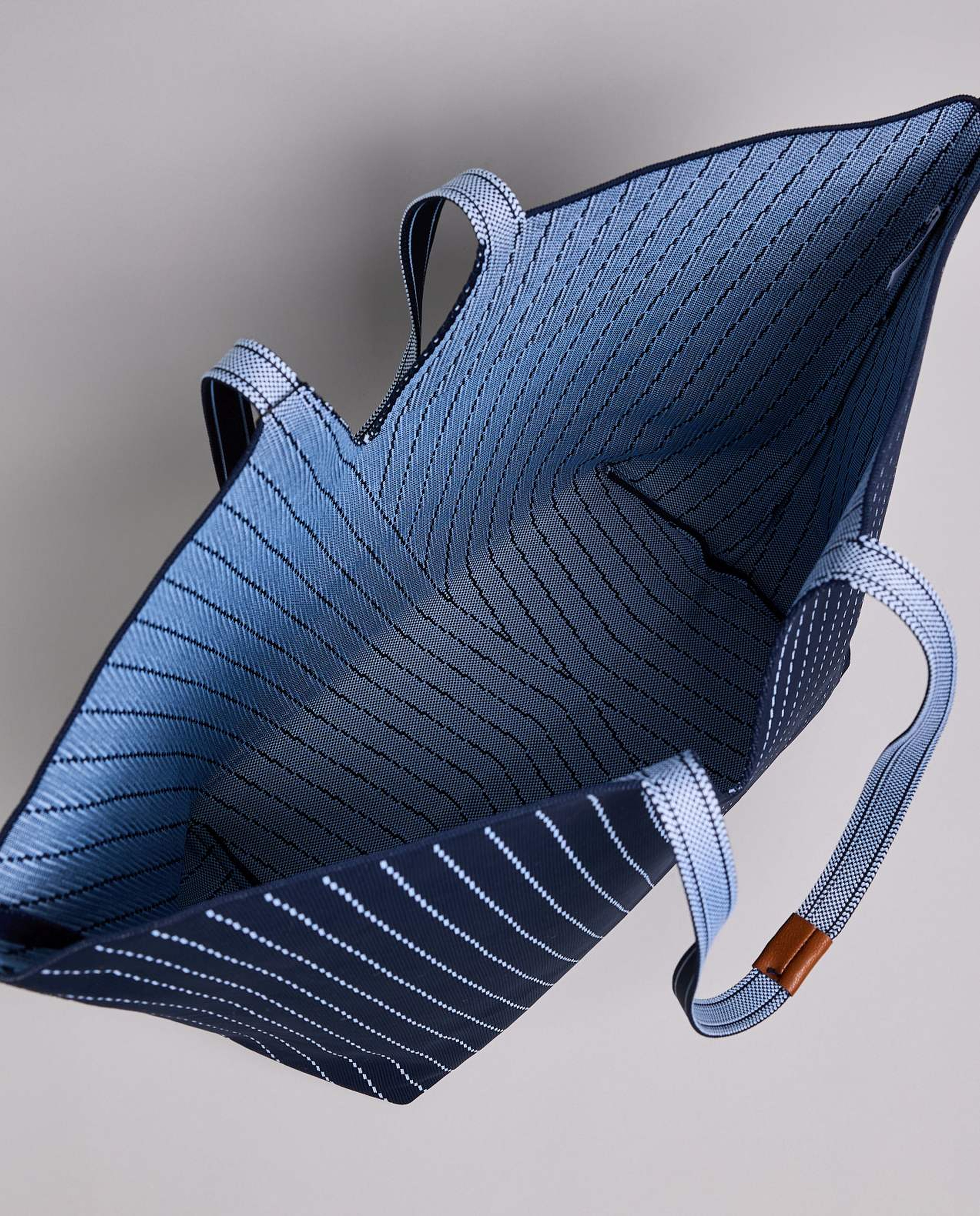 Striped Canvas Tote Bag with Pouch