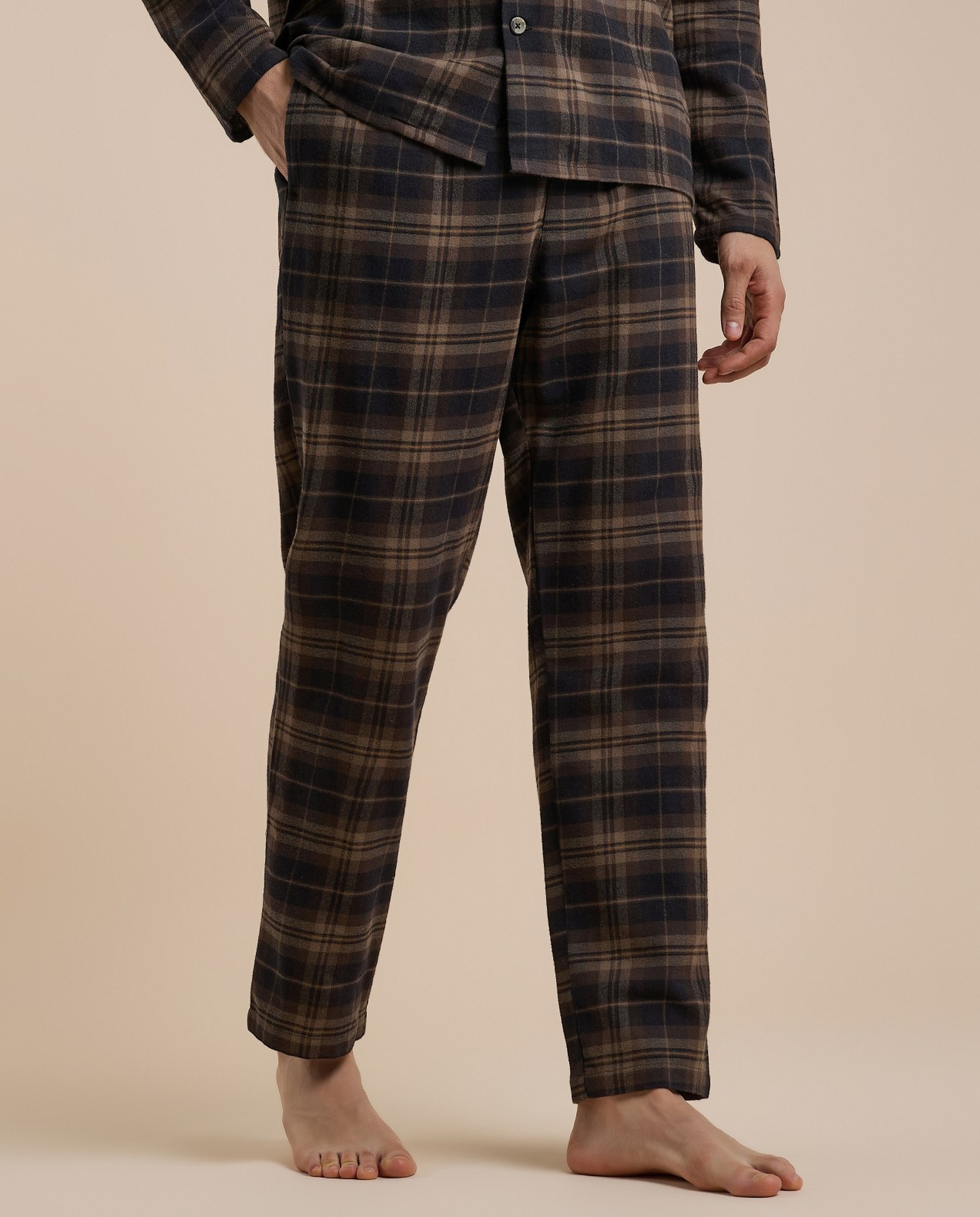 Plaid Lapel Collar Pyjama Set