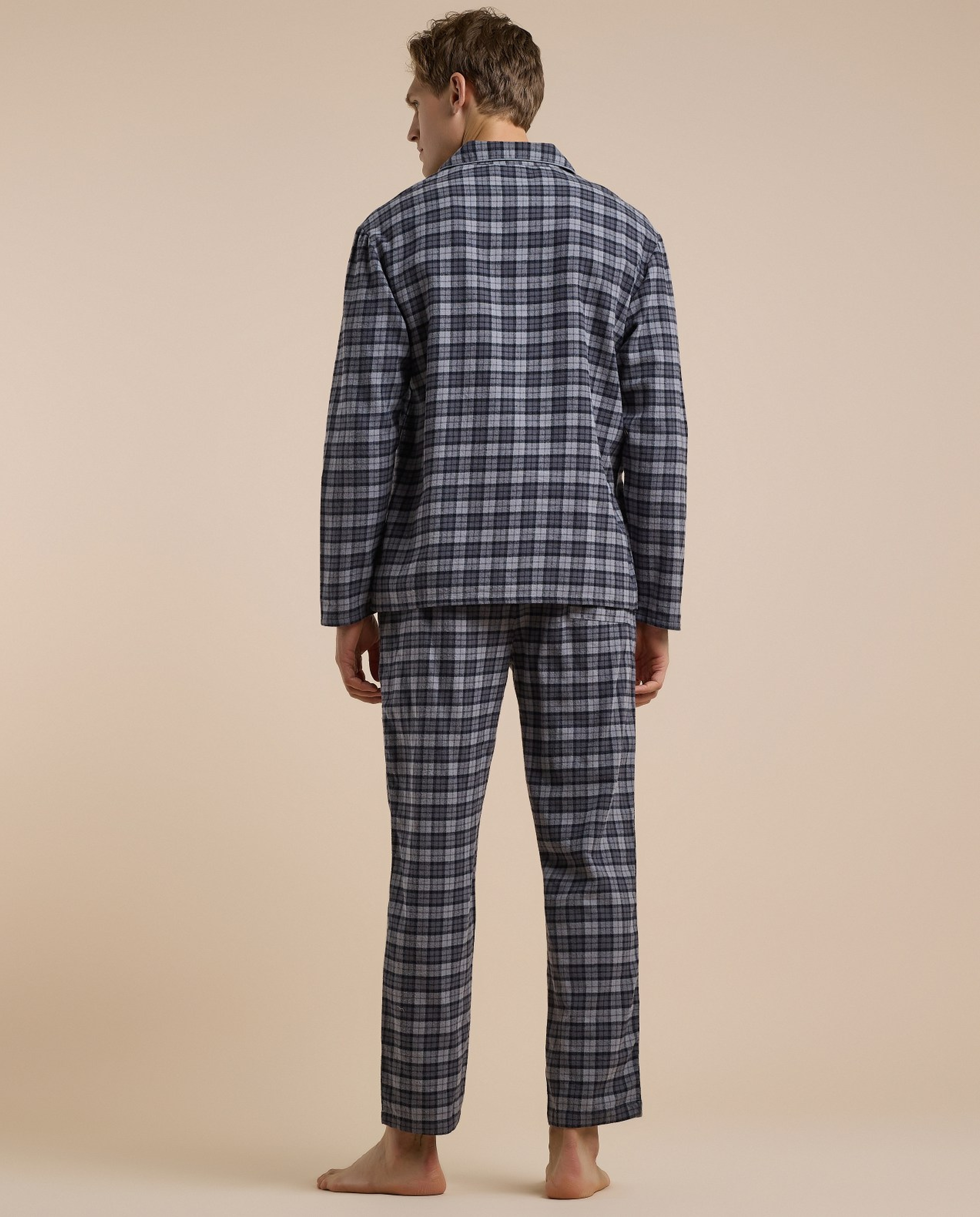 Plaid Lapel Collar Pyjama Set