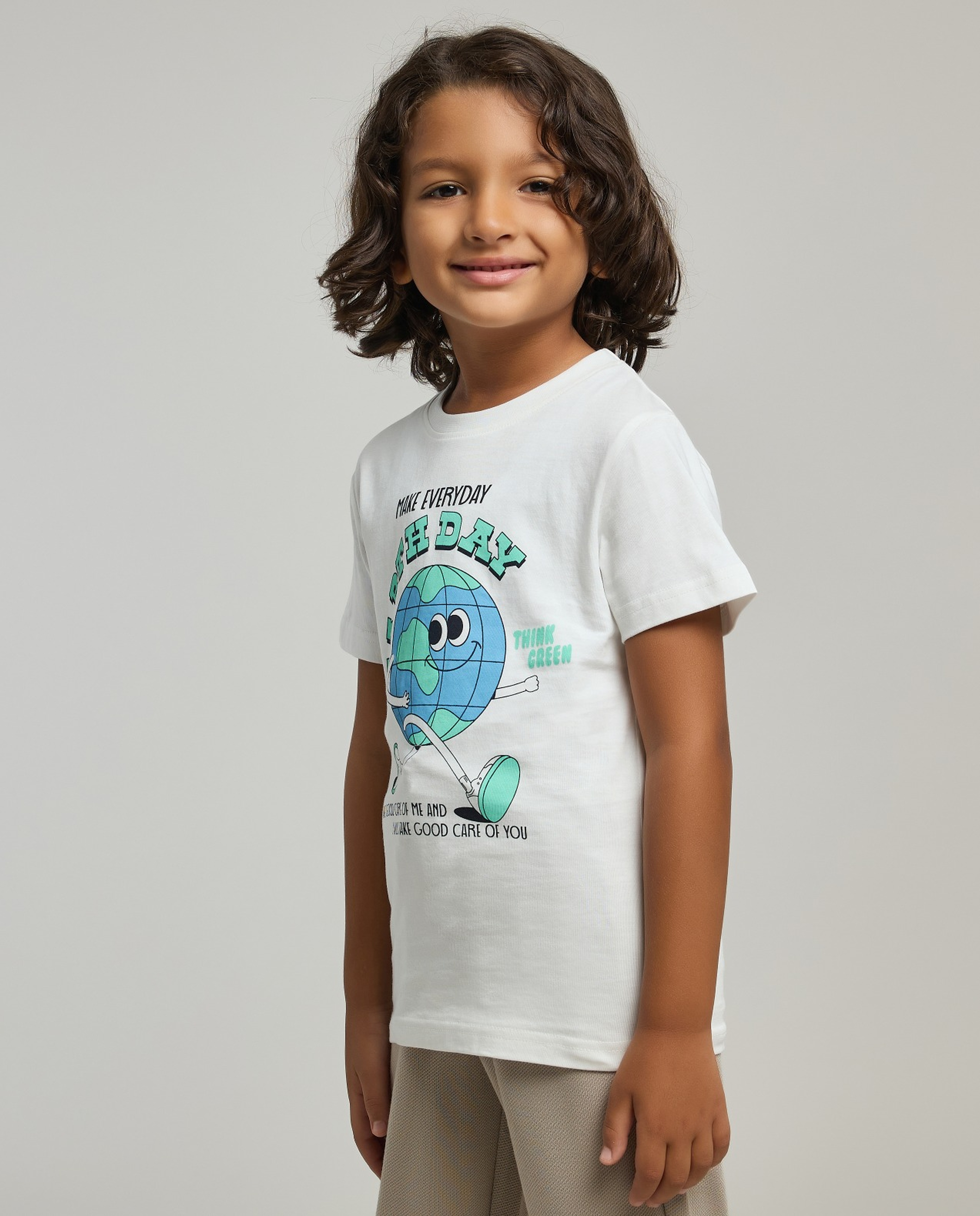 Printed T-Shirt with Crew Neck and Short Sleeves