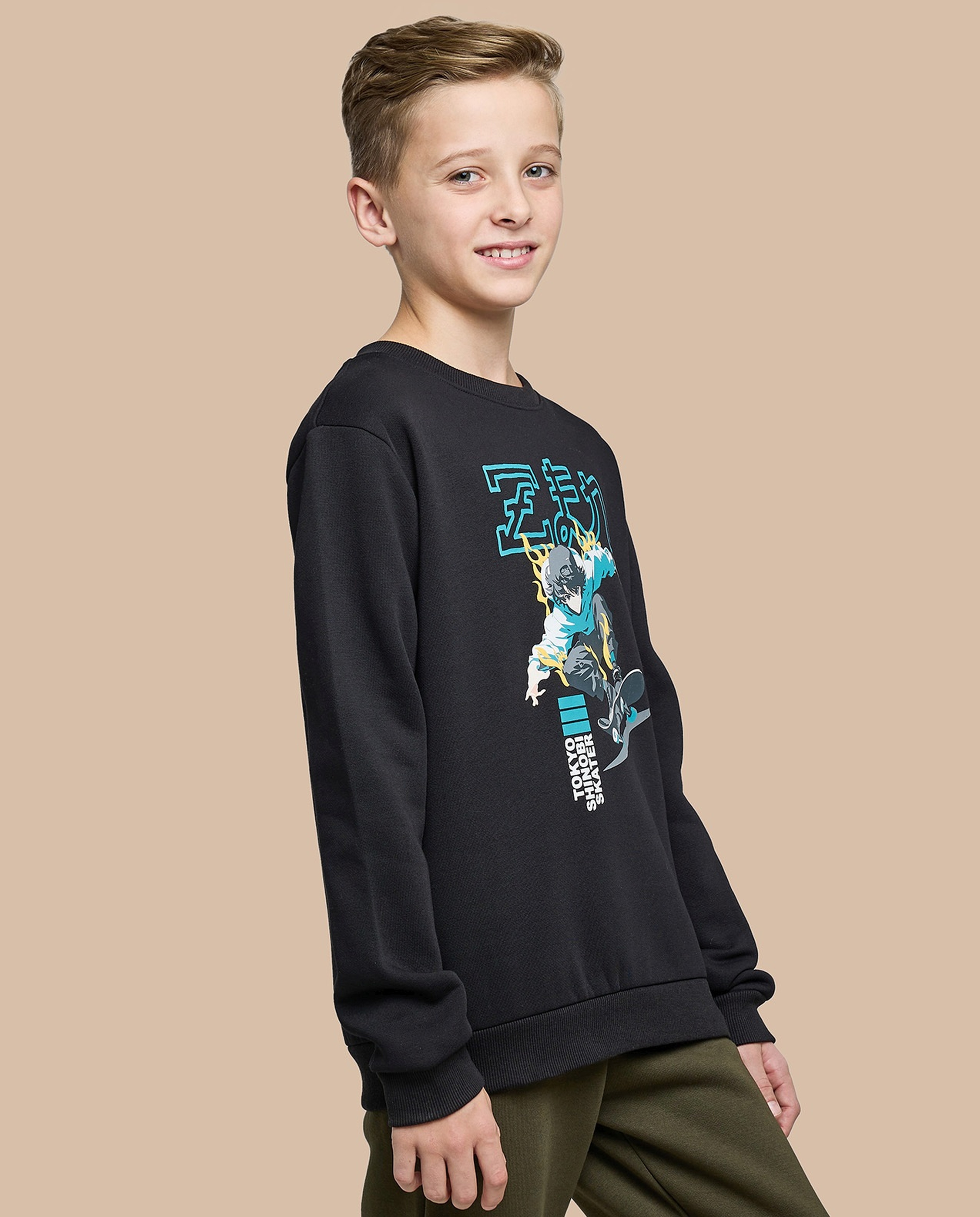 Printed Sweatshirt with Crew Neck and Long Sleeves