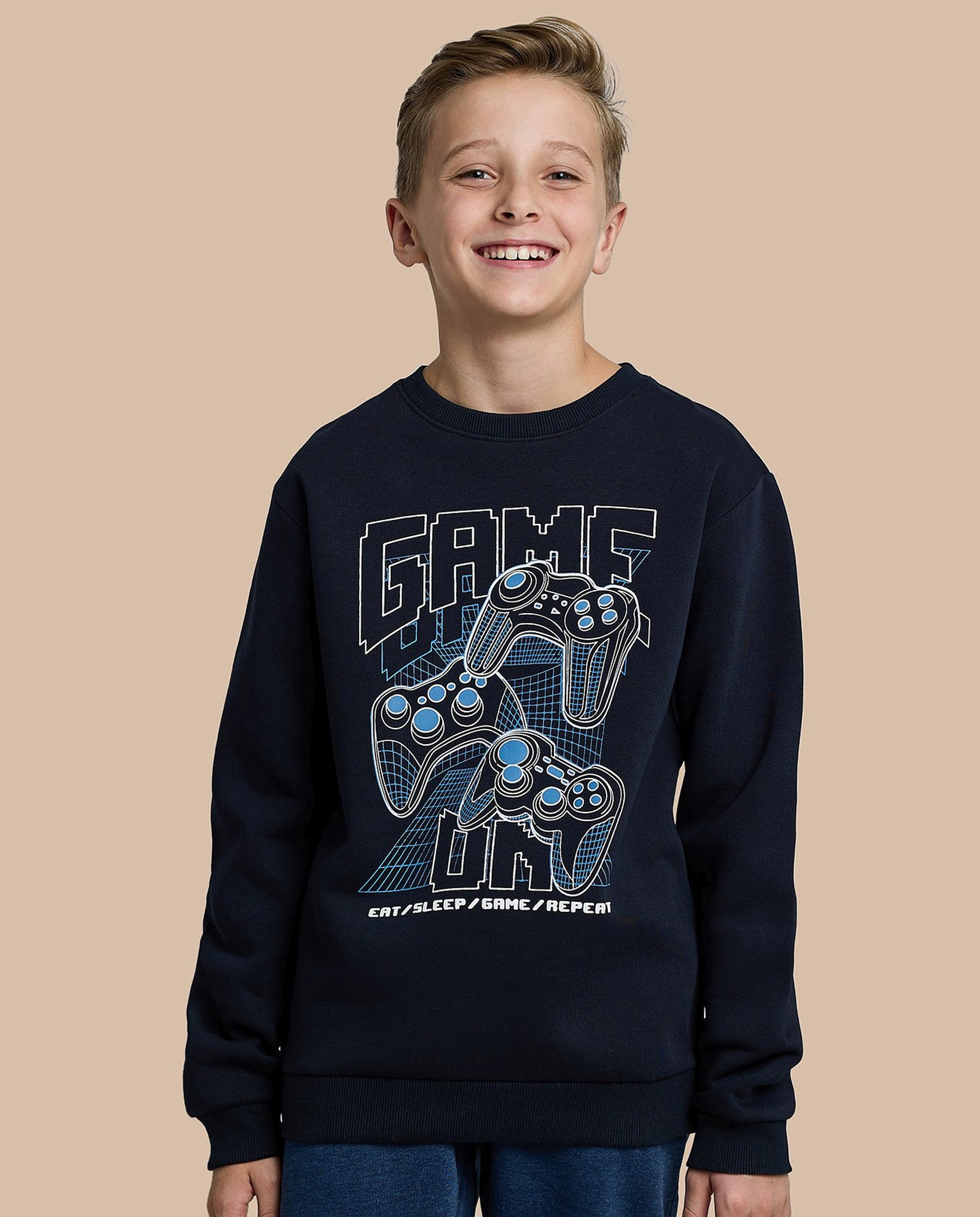 Printed Sweatshirt with Crew Neck and Long Sleeves