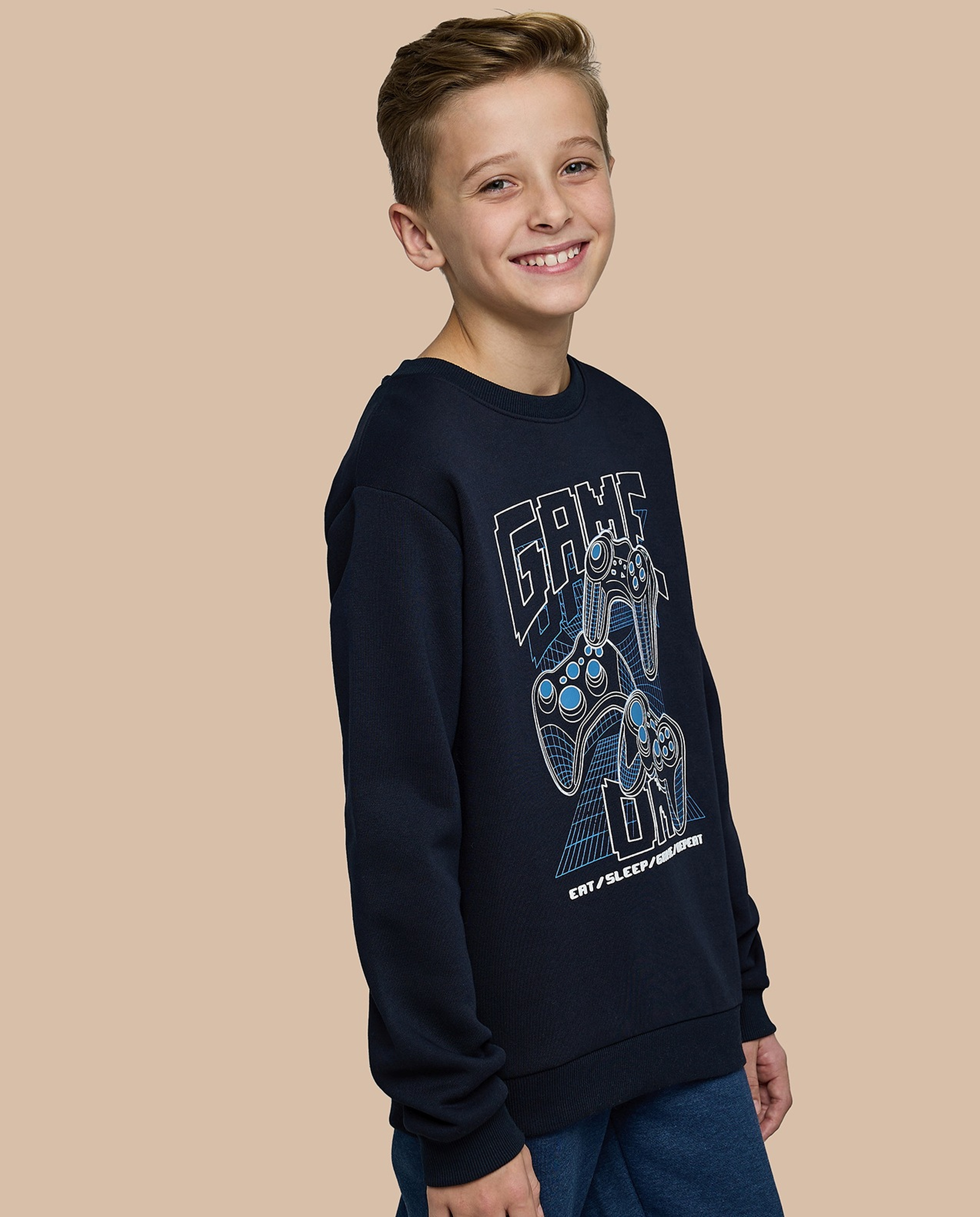 Printed Sweatshirt with Crew Neck and Long Sleeves