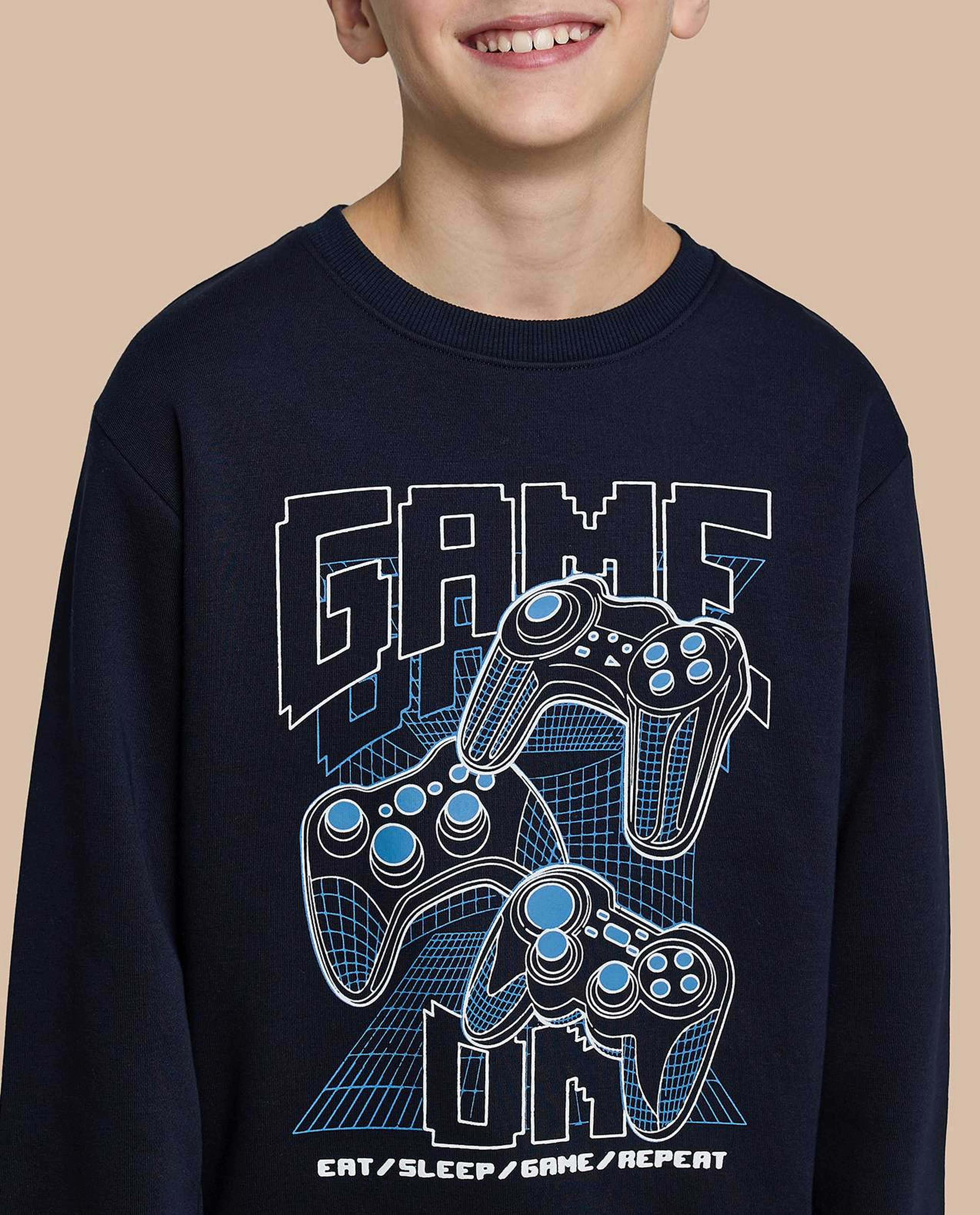 Printed Sweatshirt with Crew Neck and Long Sleeves