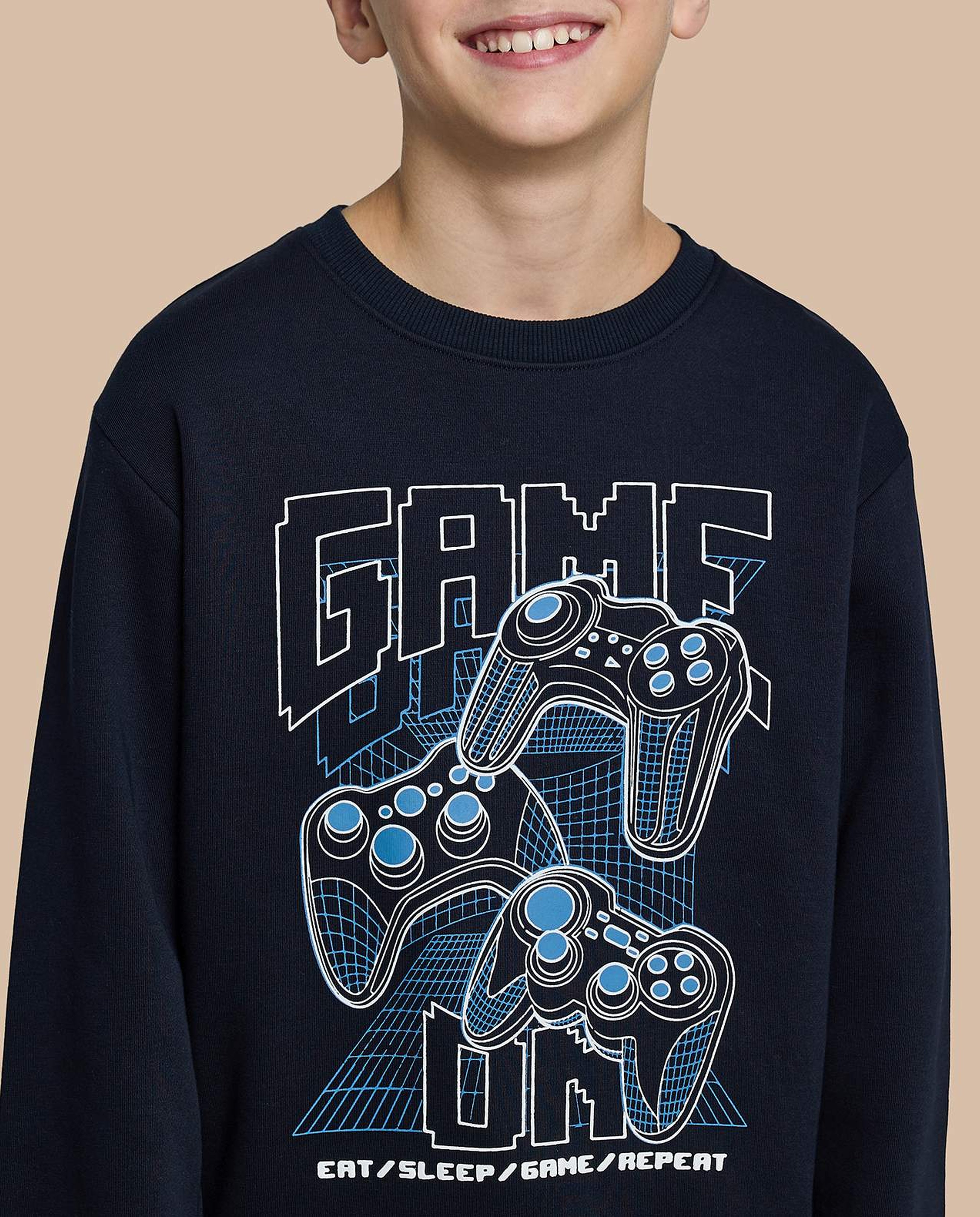 Printed Sweatshirt with Crew Neck and Long Sleeves