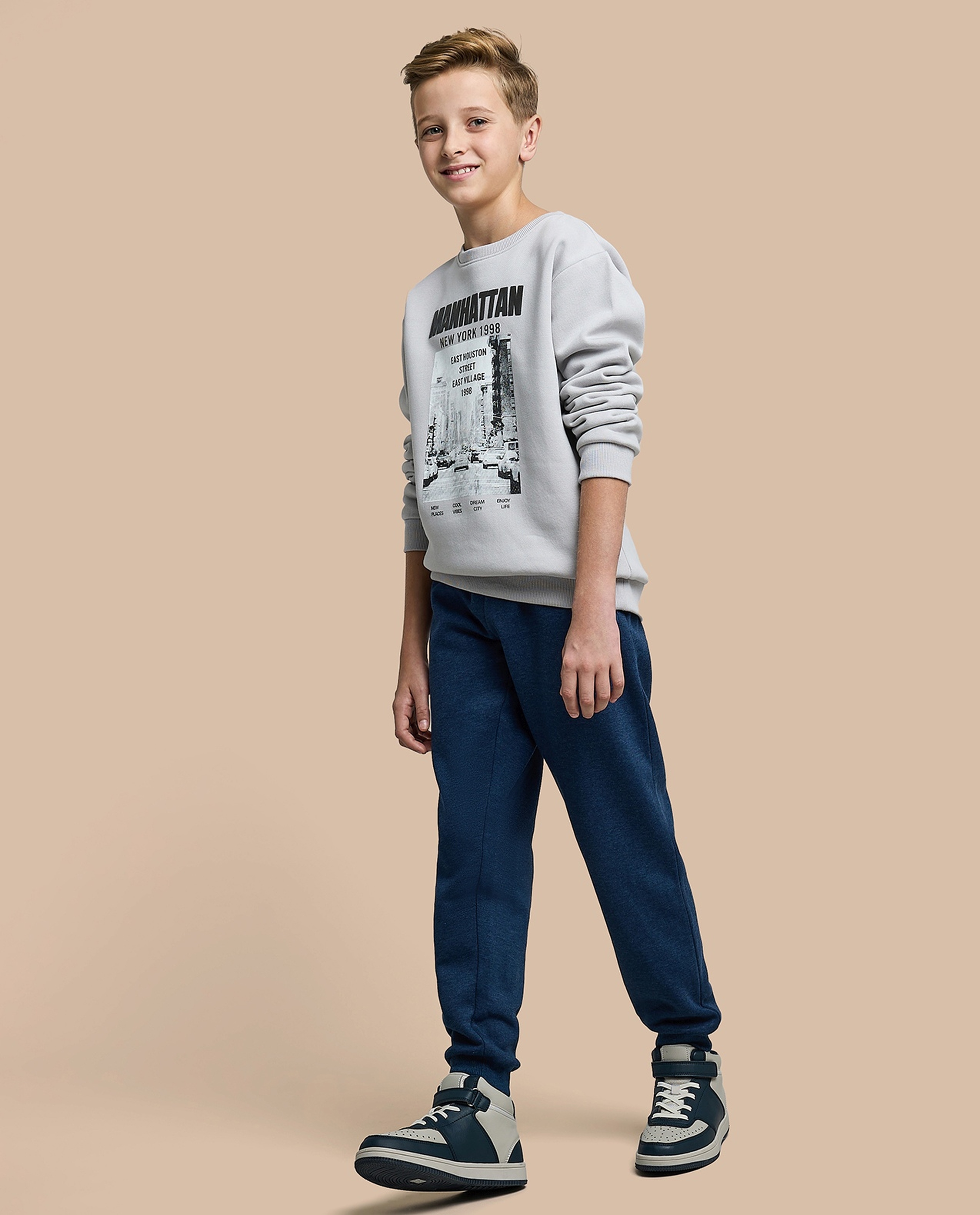 Printed Sweatshirt with Crew Neck and Long Sleeves