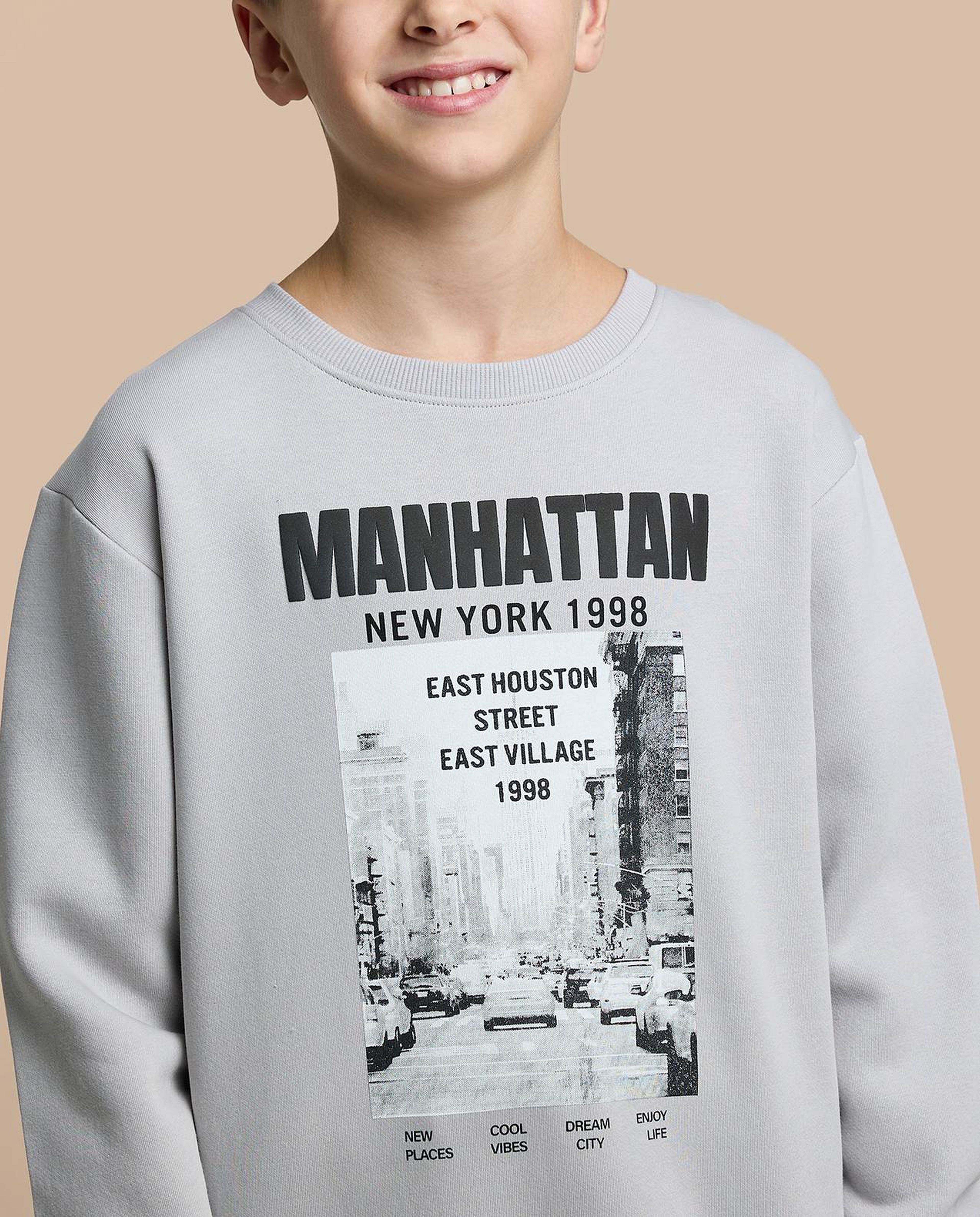 Printed Sweatshirt with Crew Neck and Long Sleeves