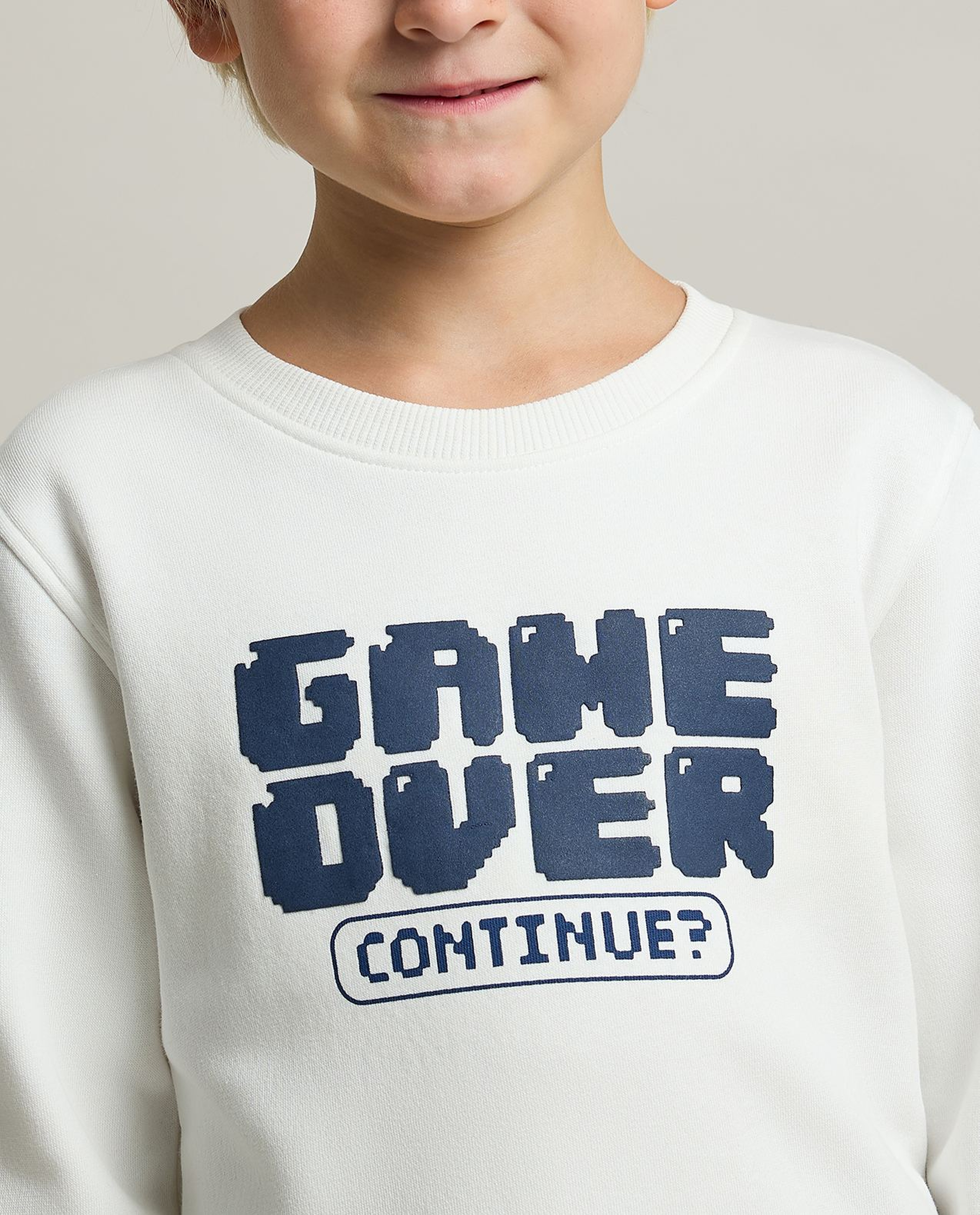 Typography Print Sweatshirt with Crew Neck and Long Sleeves