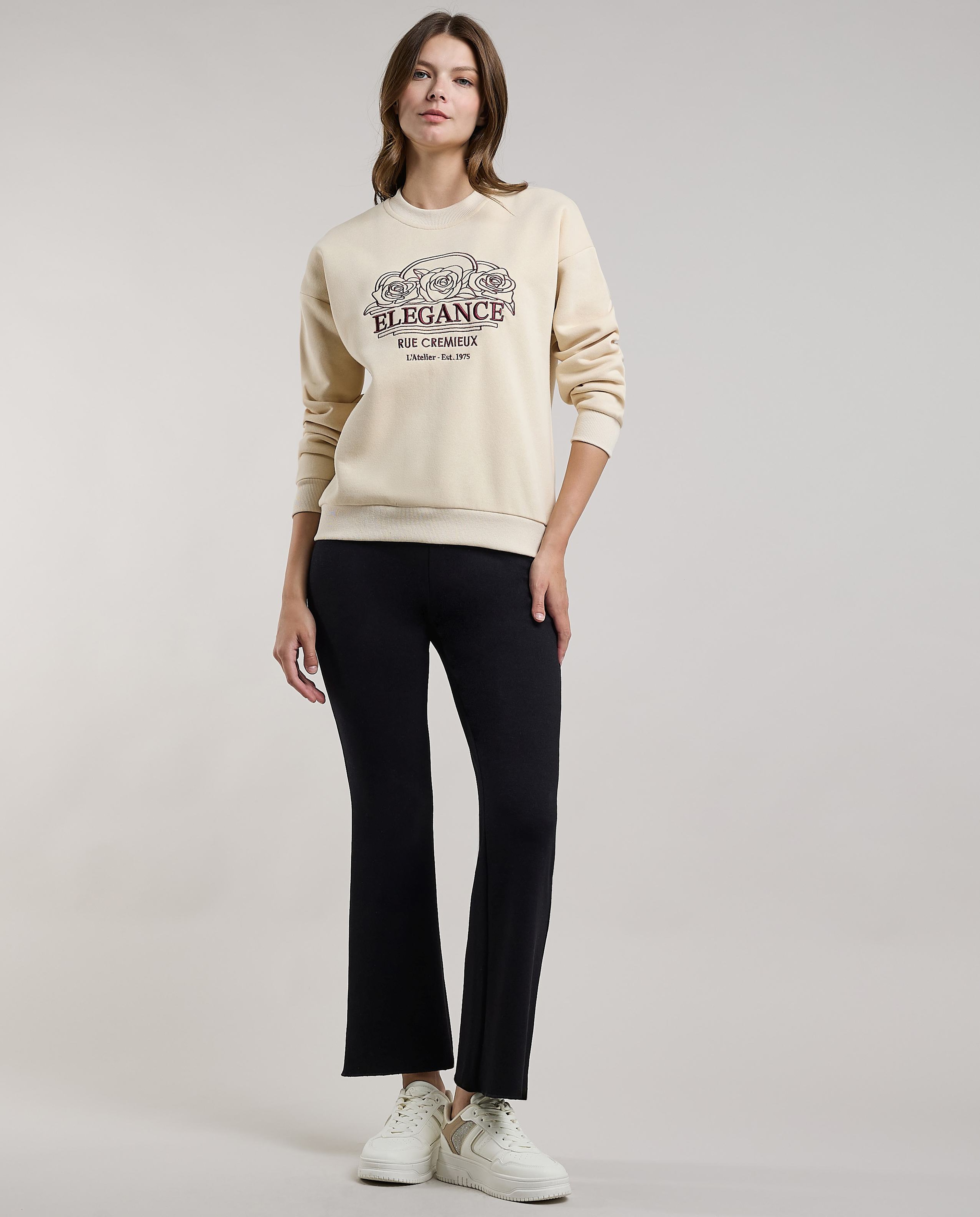 Embroidered Sweatshirt with Crew Neck and Long Sleeves