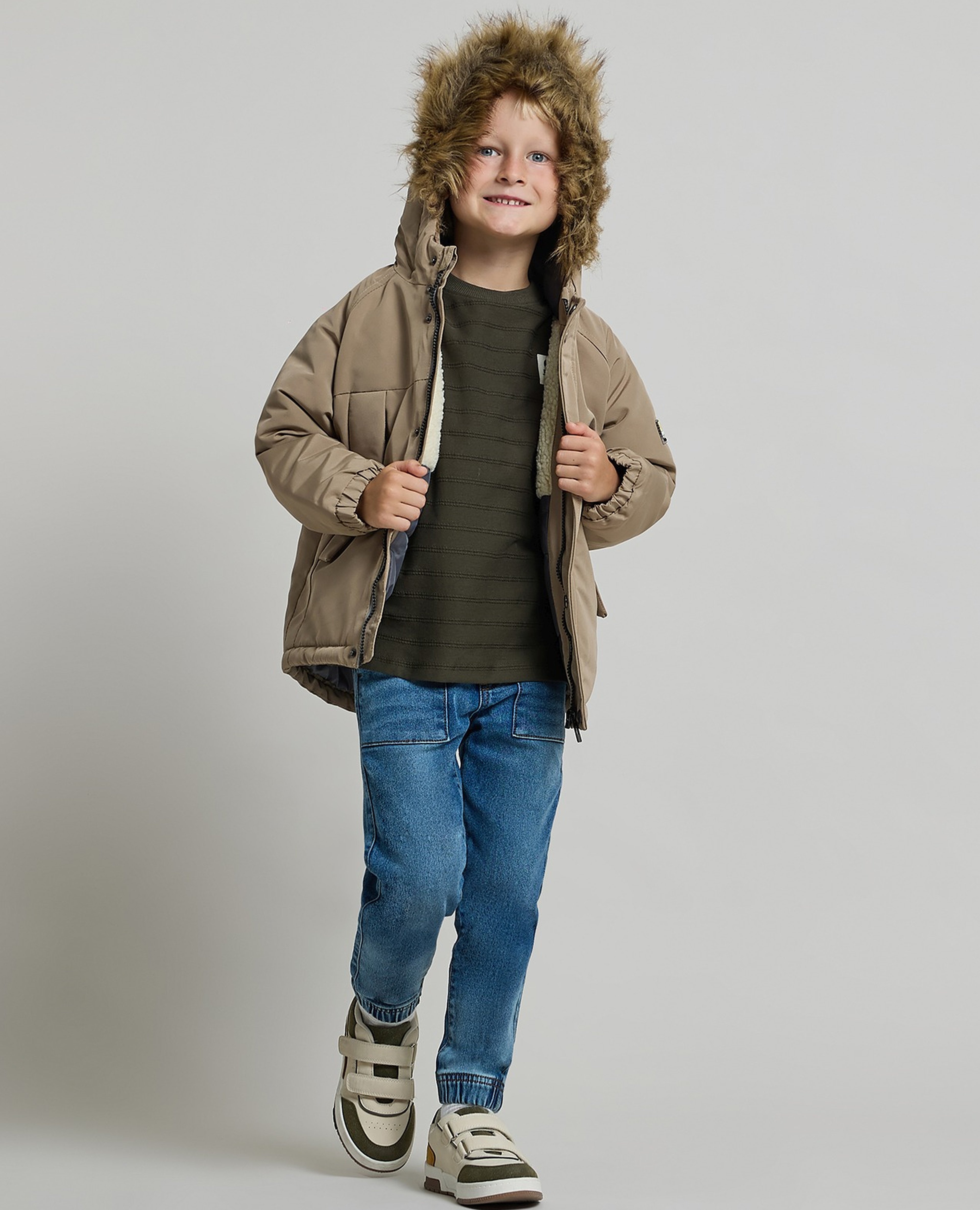 Quilted Hooded Puffer Jacket with Zipper Closure