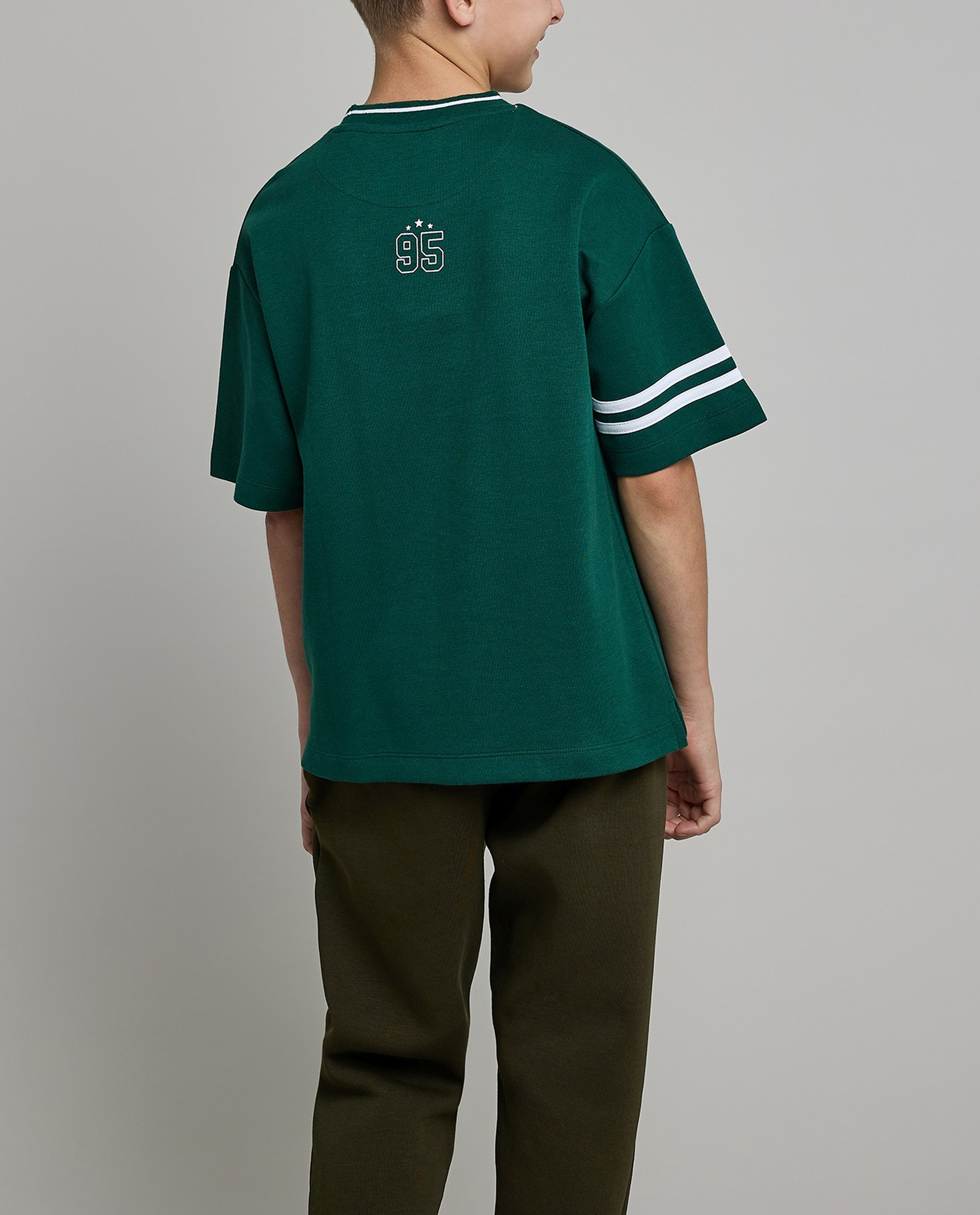 Embroidered T-Shirt with Crew Neck and Short Sleeves