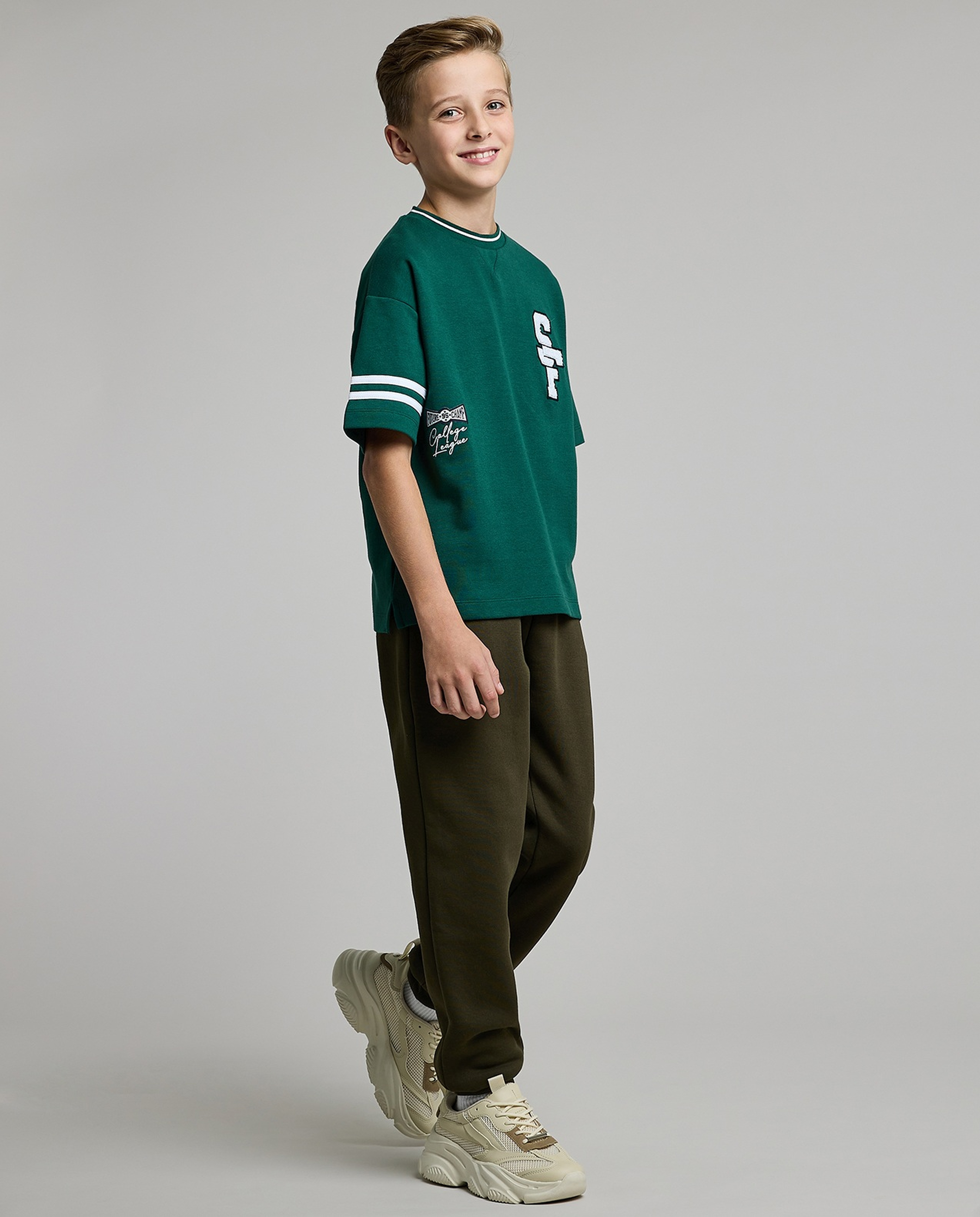 Embroidered T-Shirt with Crew Neck and Short Sleeves