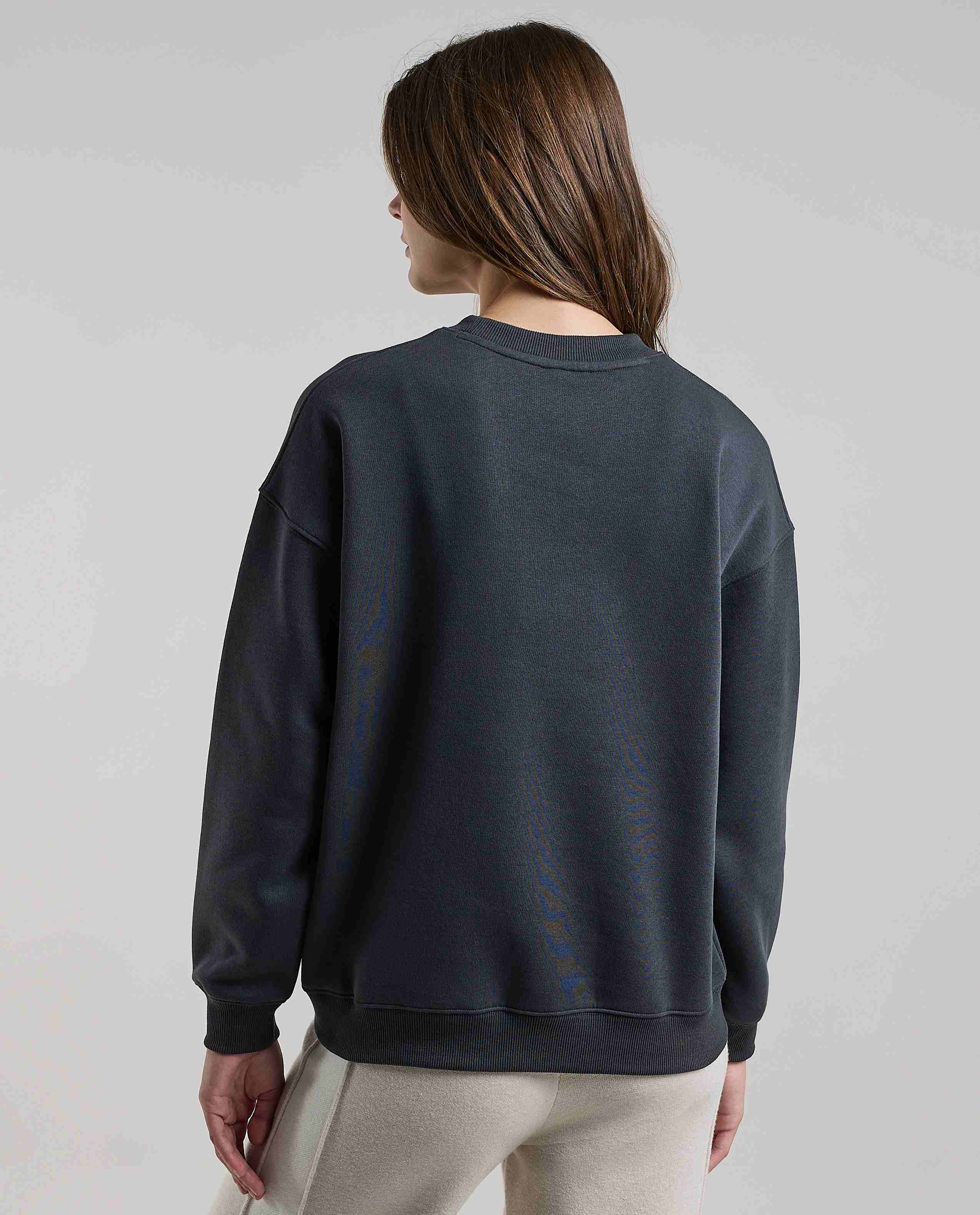 Typography Print Sweatshirt with Crew Neck and Long Sleeves