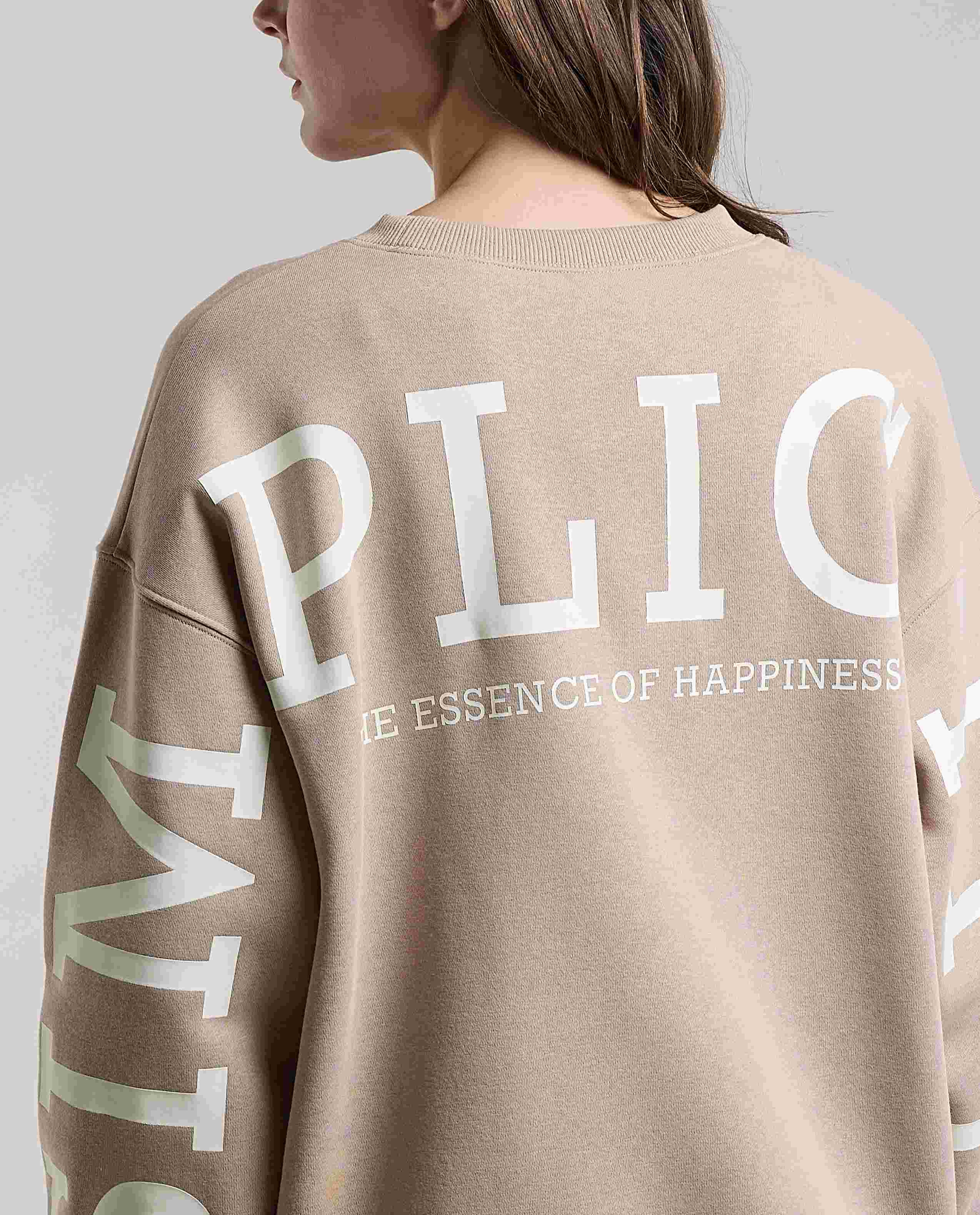 Typography Print Sweatshirt with Crew Neck and Long Sleeves