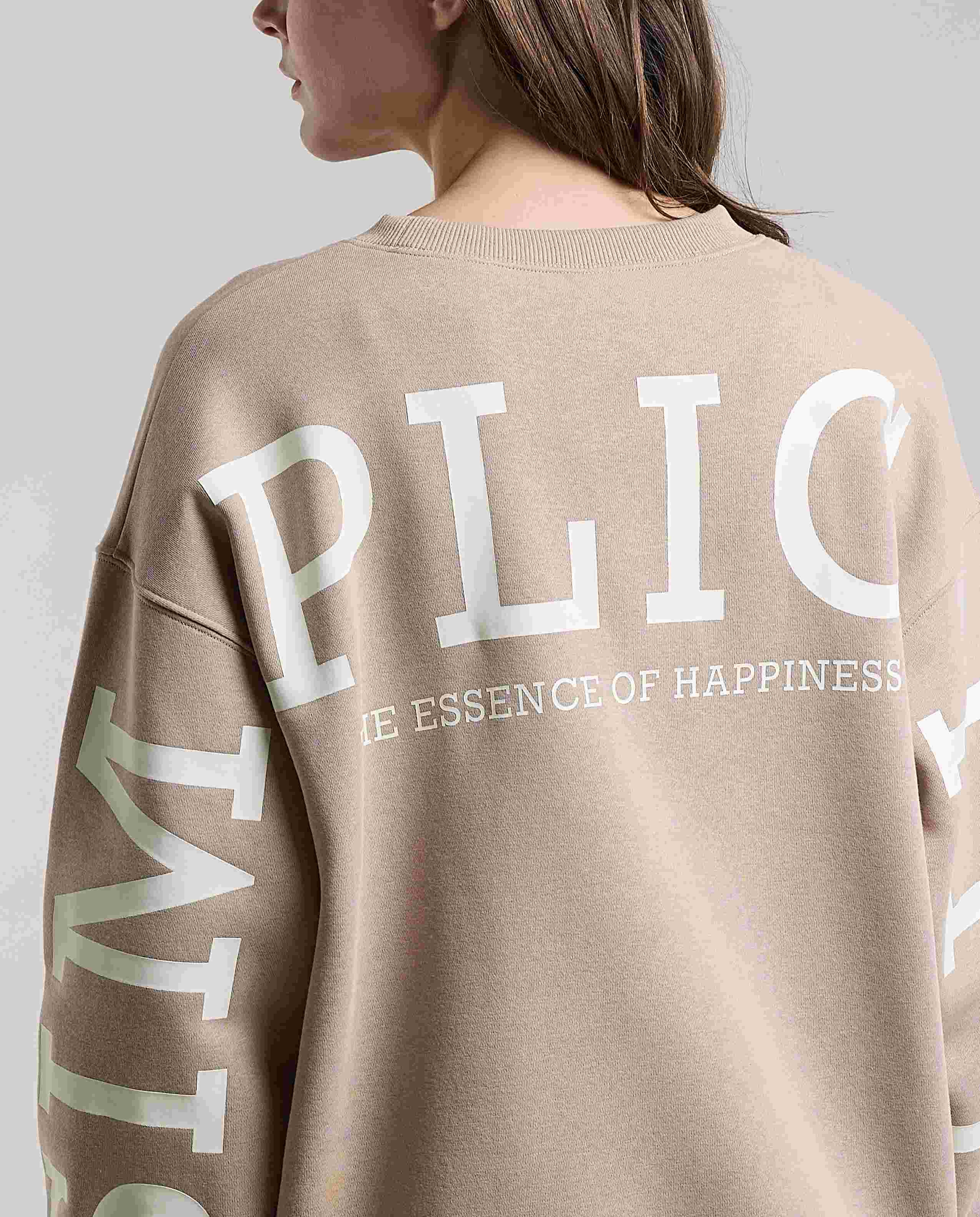 Typography Print Sweatshirt with Crew Neck and Long Sleeves