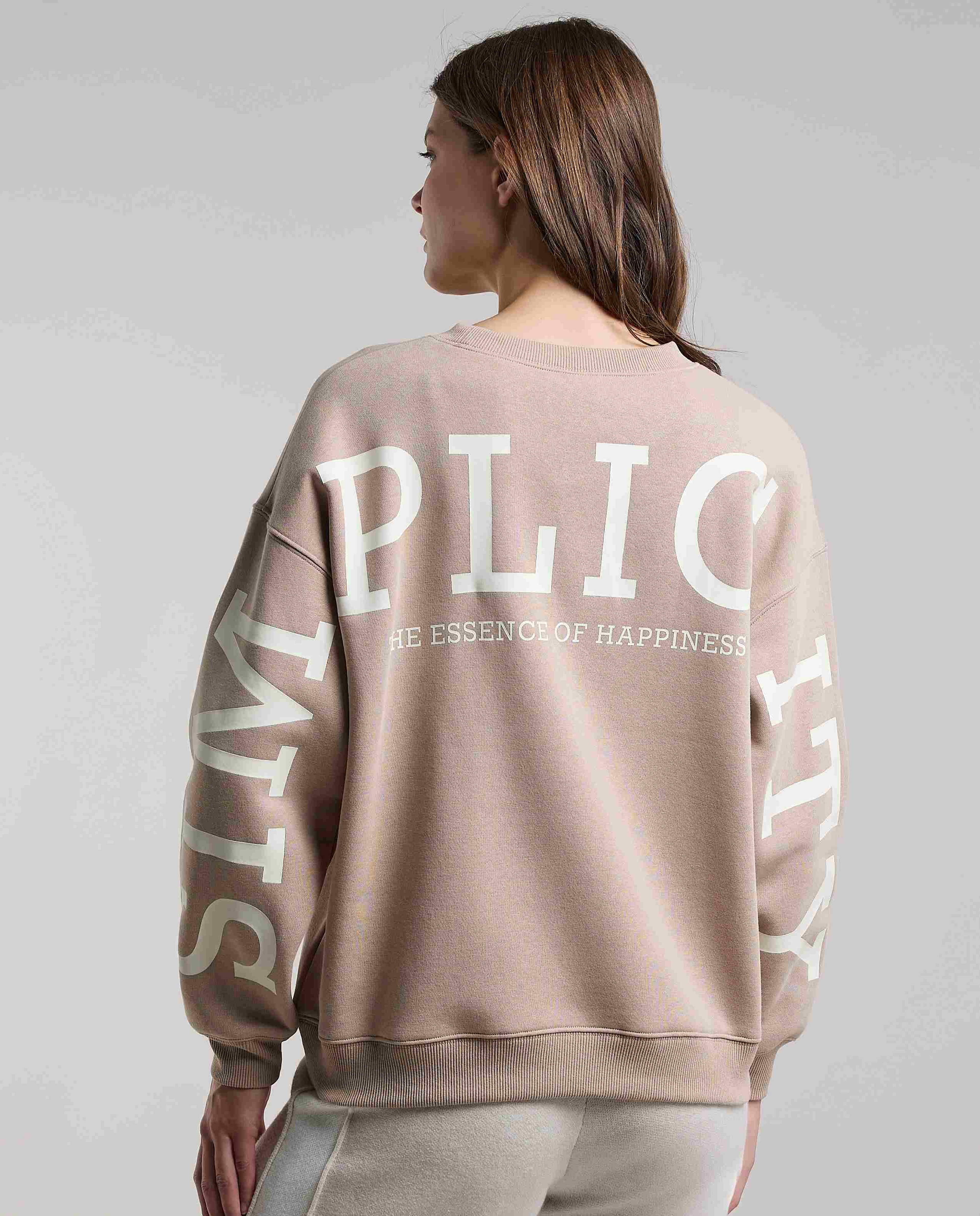 Typography Print Sweatshirt with Crew Neck and Long Sleeves