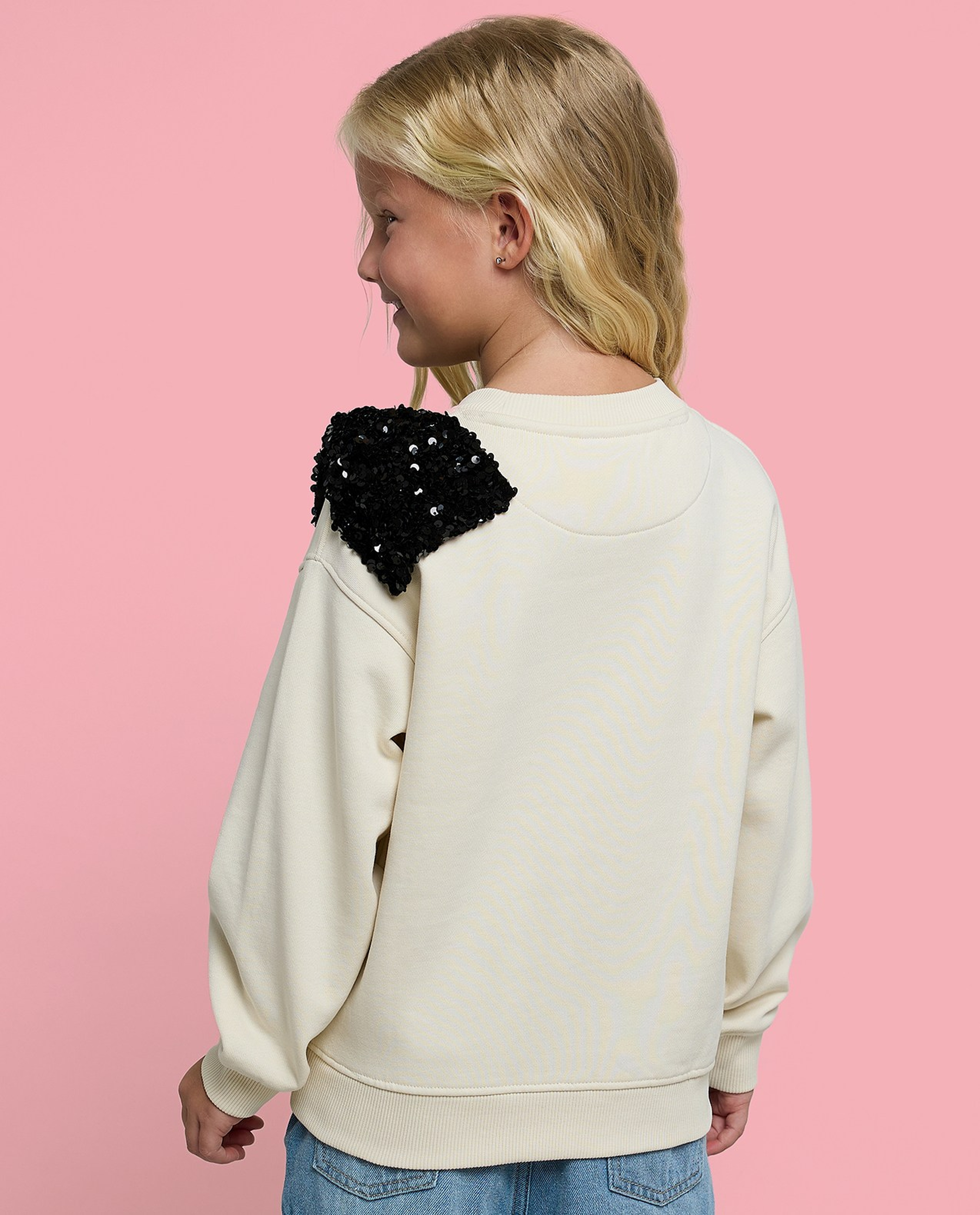 Appliqued Sweatshirt with Crew Neck and Long Sleeves