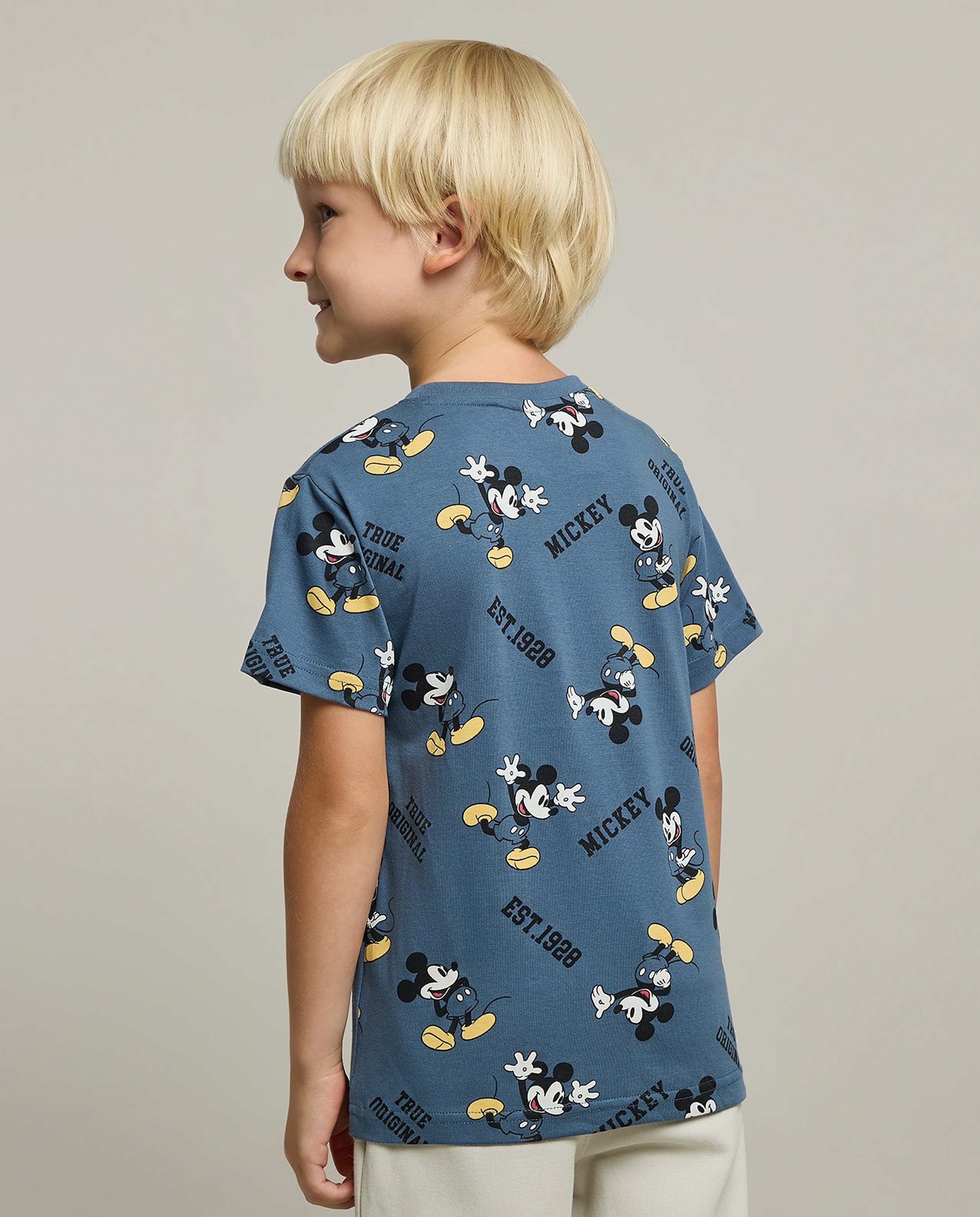 2 Pack Mickey Mouse Print T-Shirts with Short Sleeves