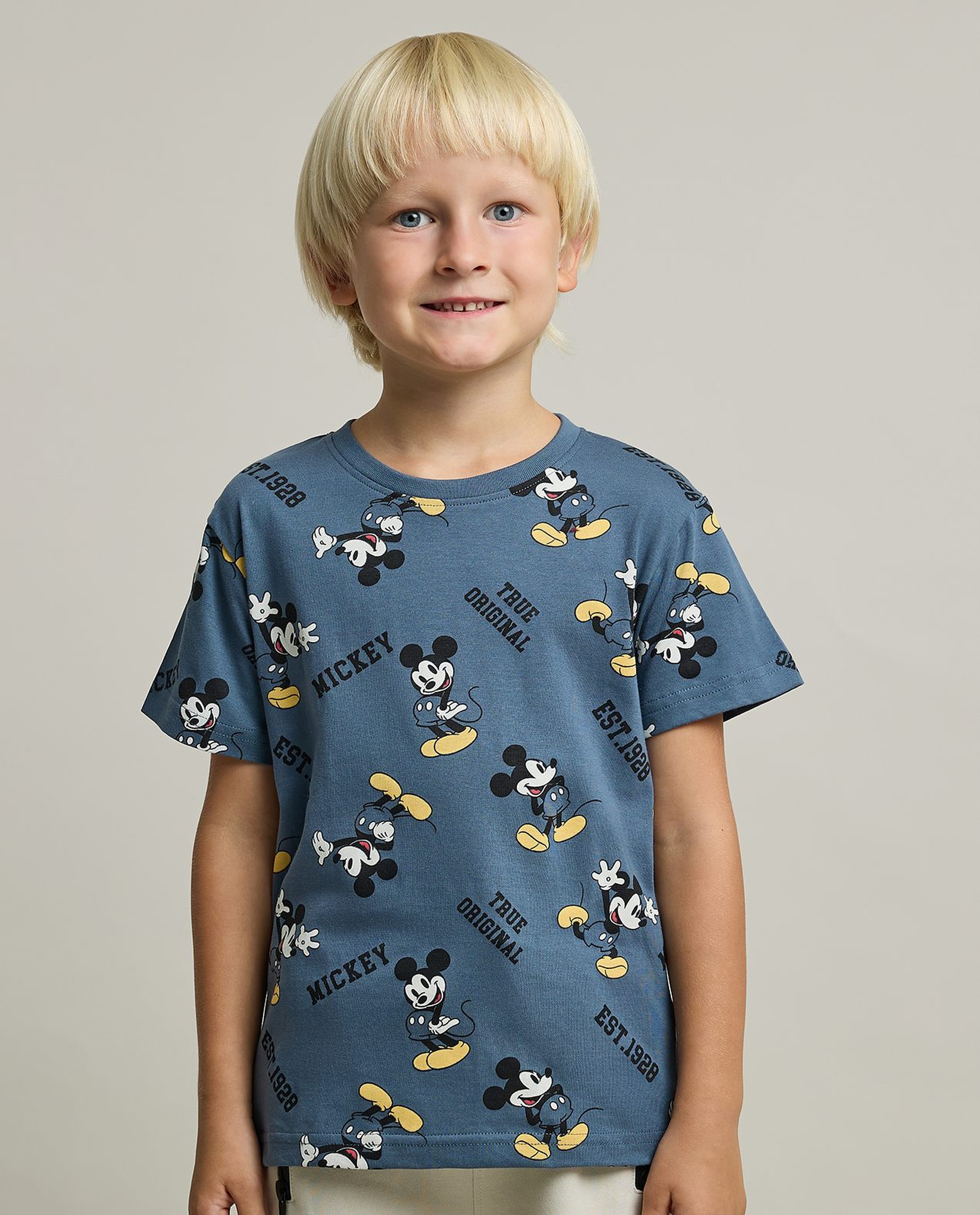 2 Pack Mickey Mouse Print T-Shirts with Short Sleeves