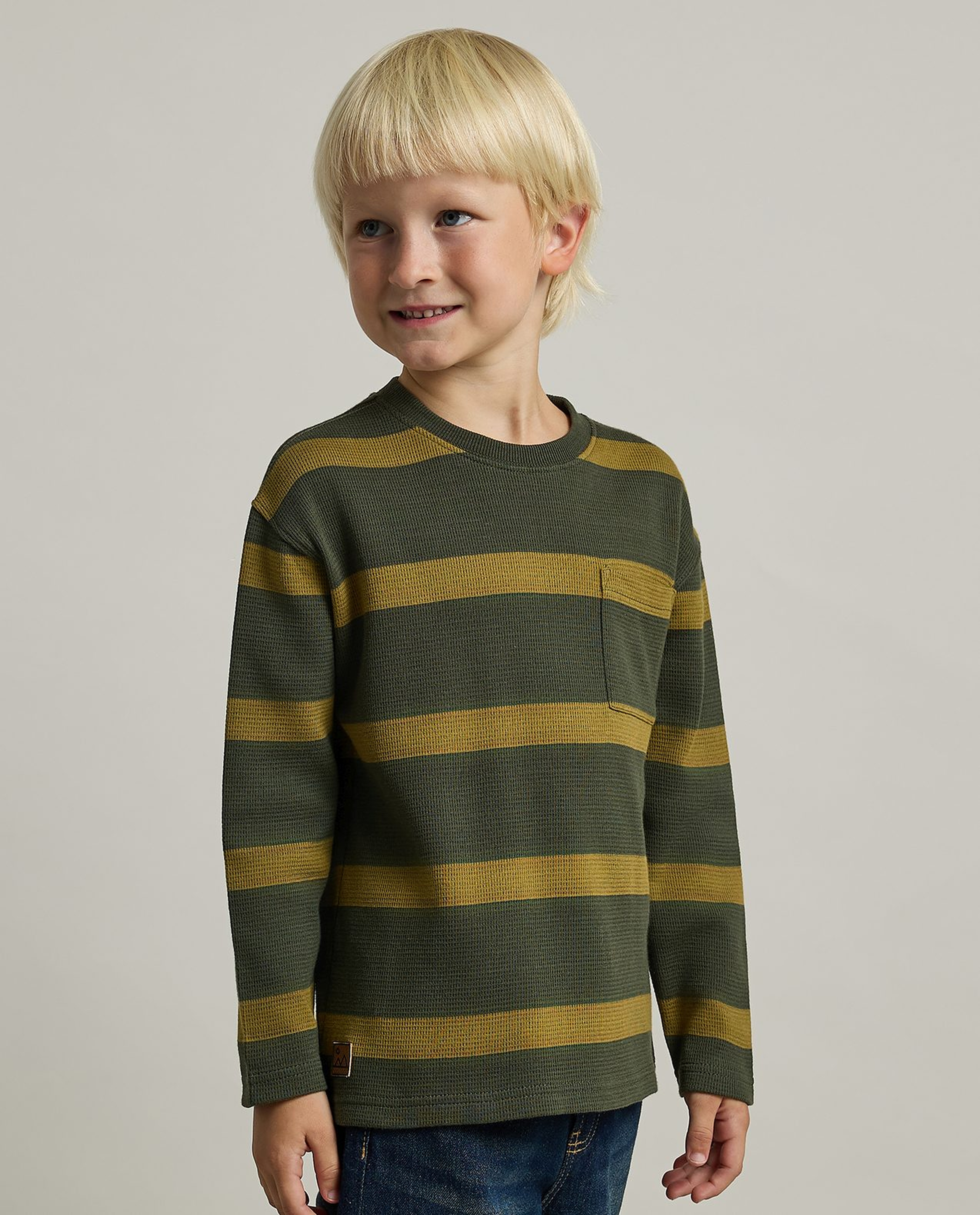 Striped T-Shirt with Crew Neck and Long Sleeves