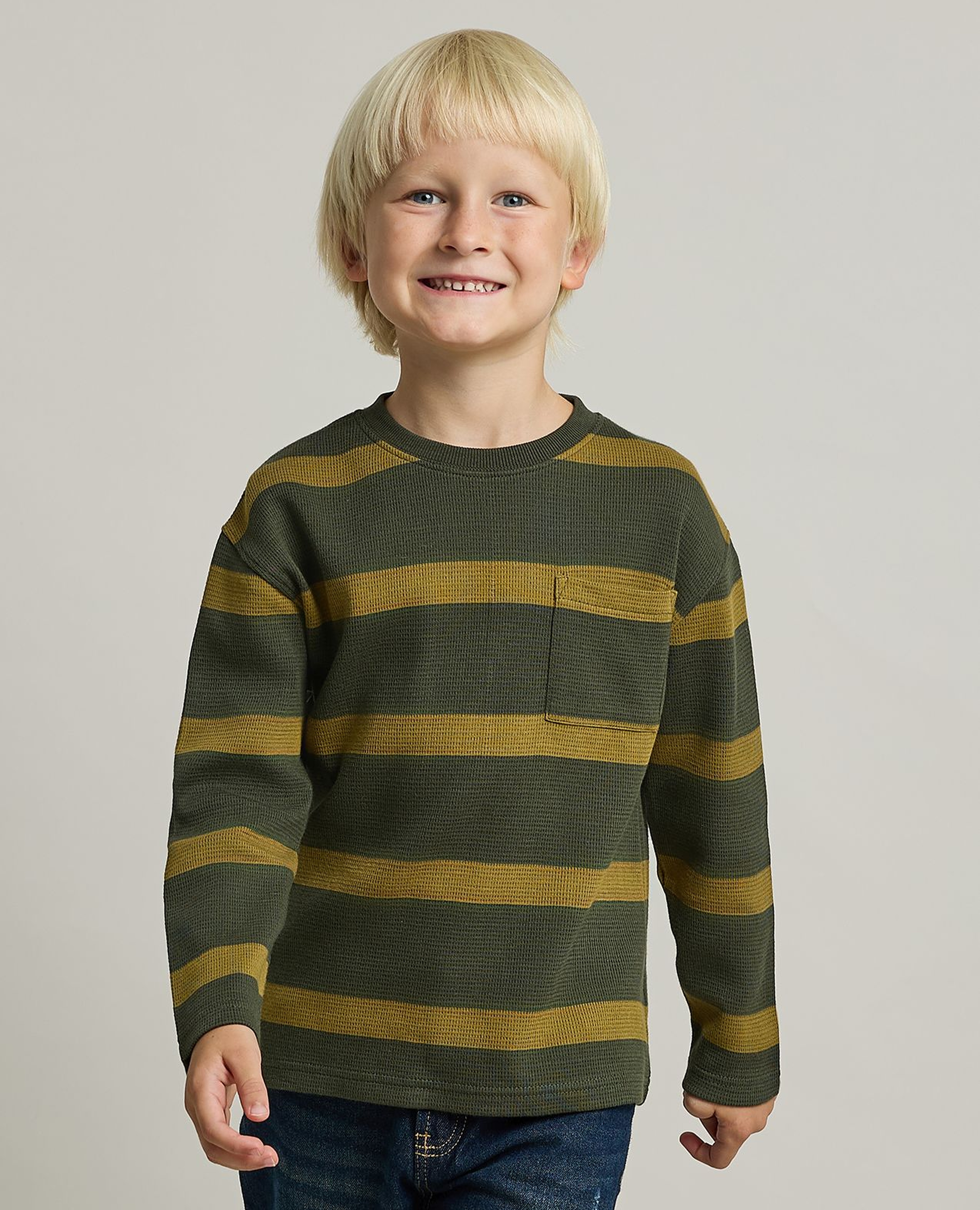 Striped T-Shirt with Crew Neck and Long Sleeves