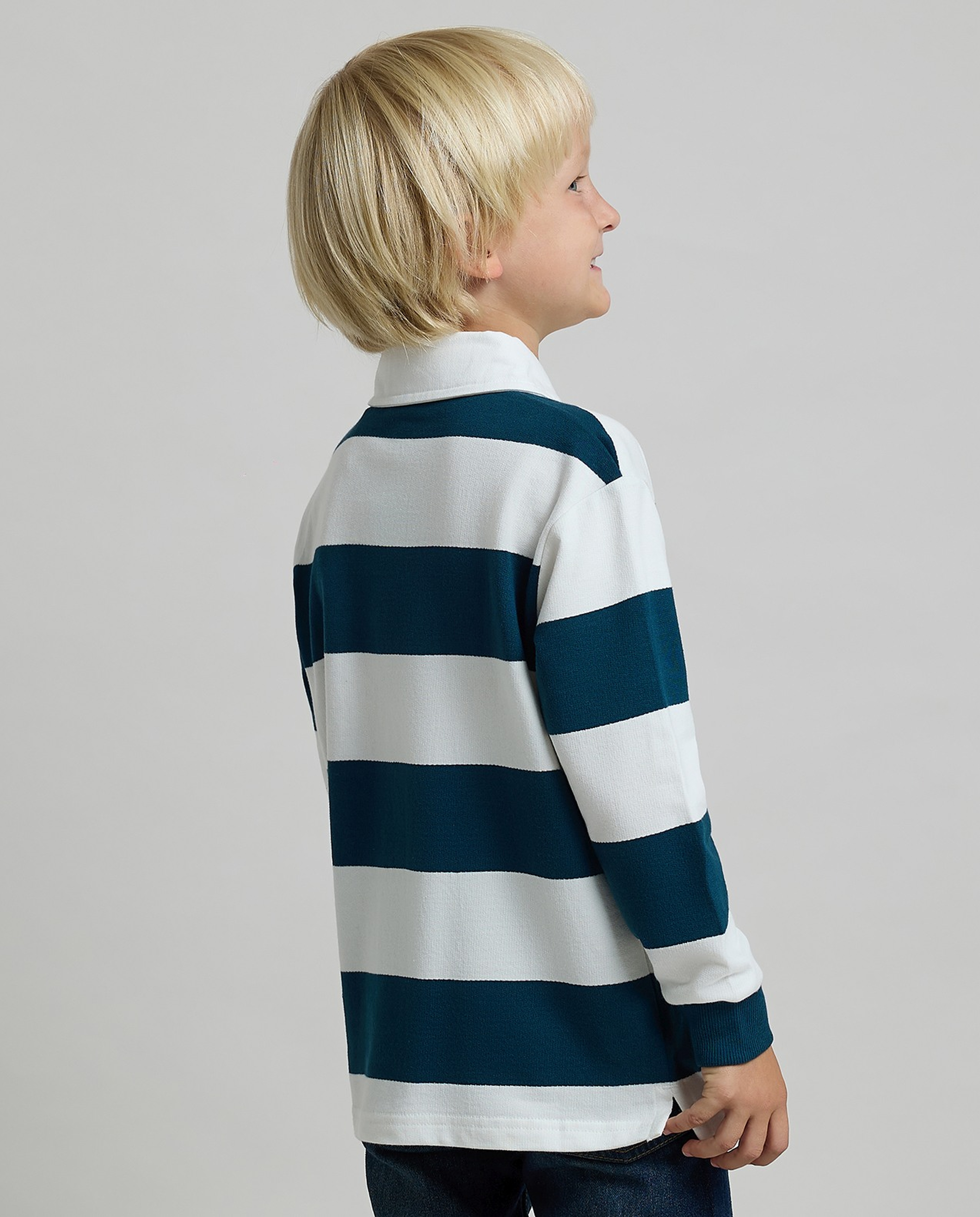 Striped Polo T-Shirt with Long Sleeves