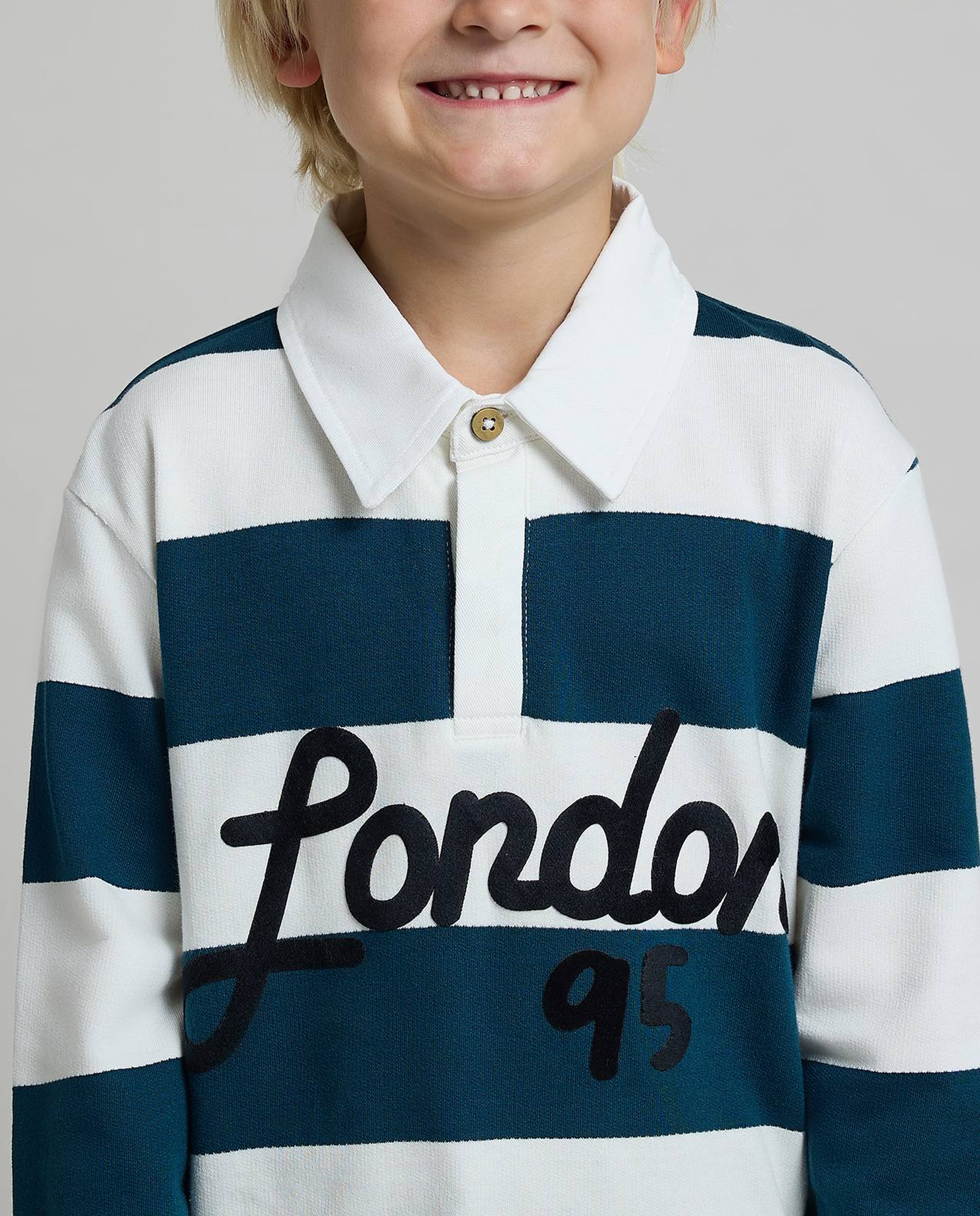 Striped Polo T-Shirt with Long Sleeves