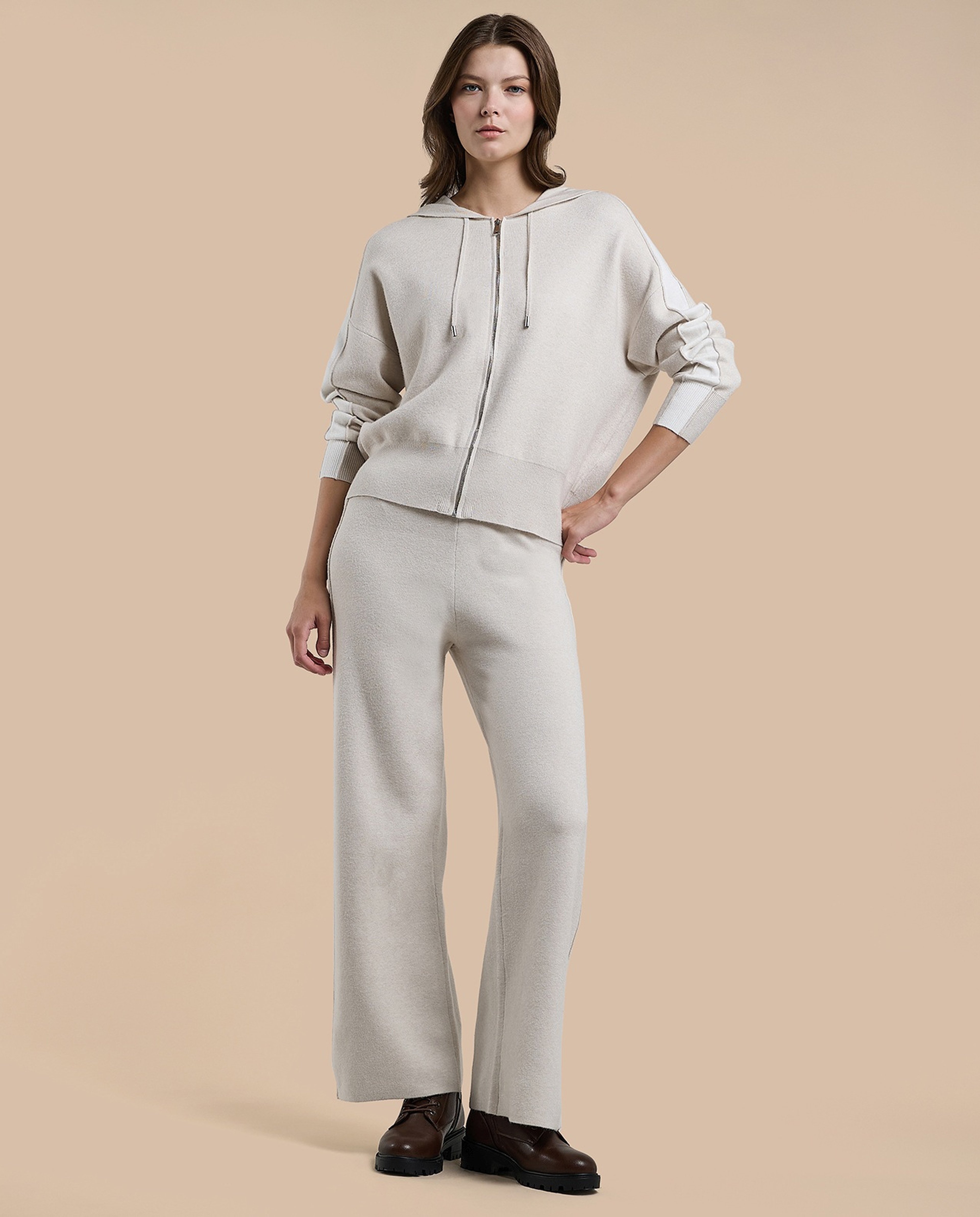 Solid Hooded Jacket with Zipper Closure