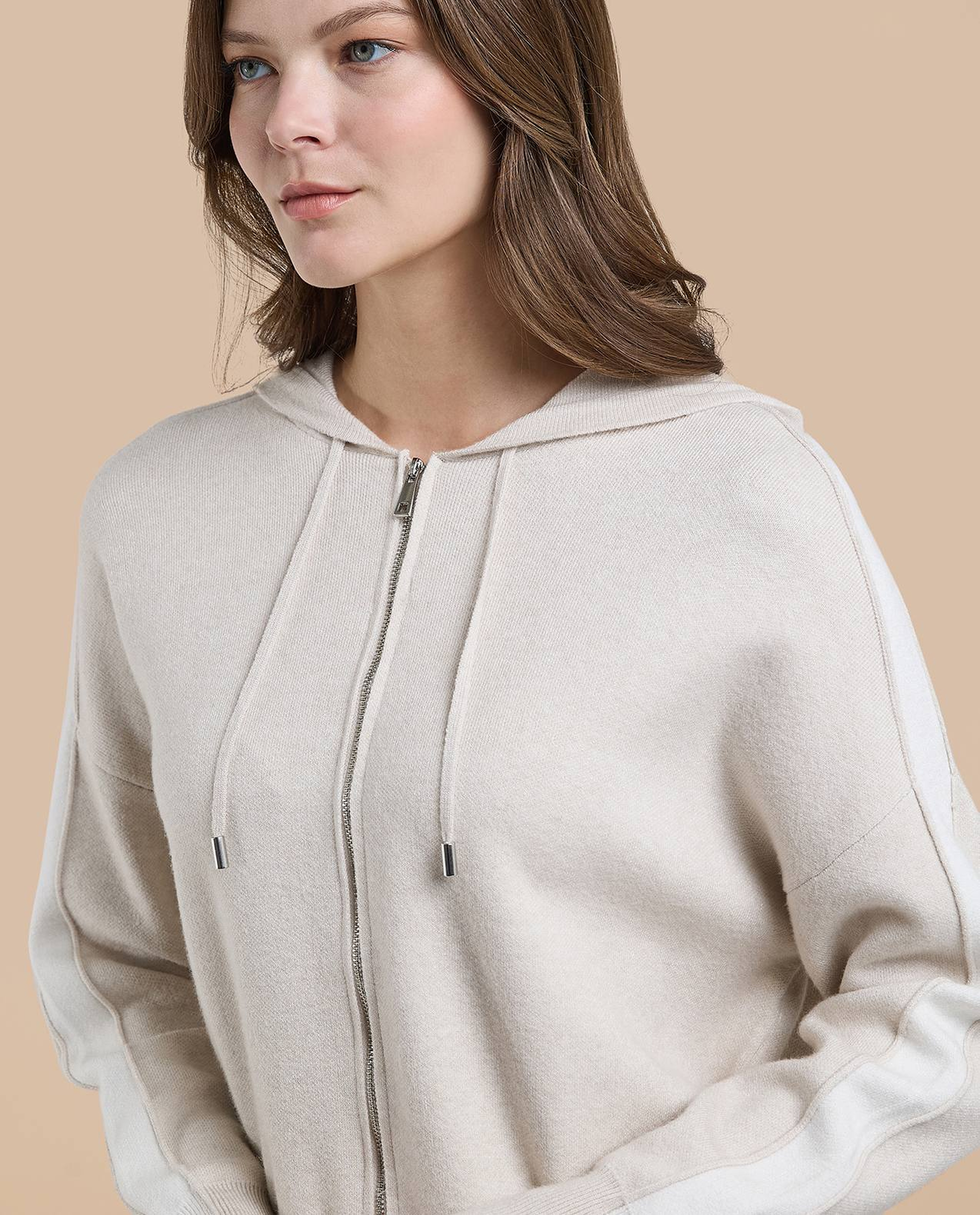 Solid Hooded Jacket with Zipper Closure