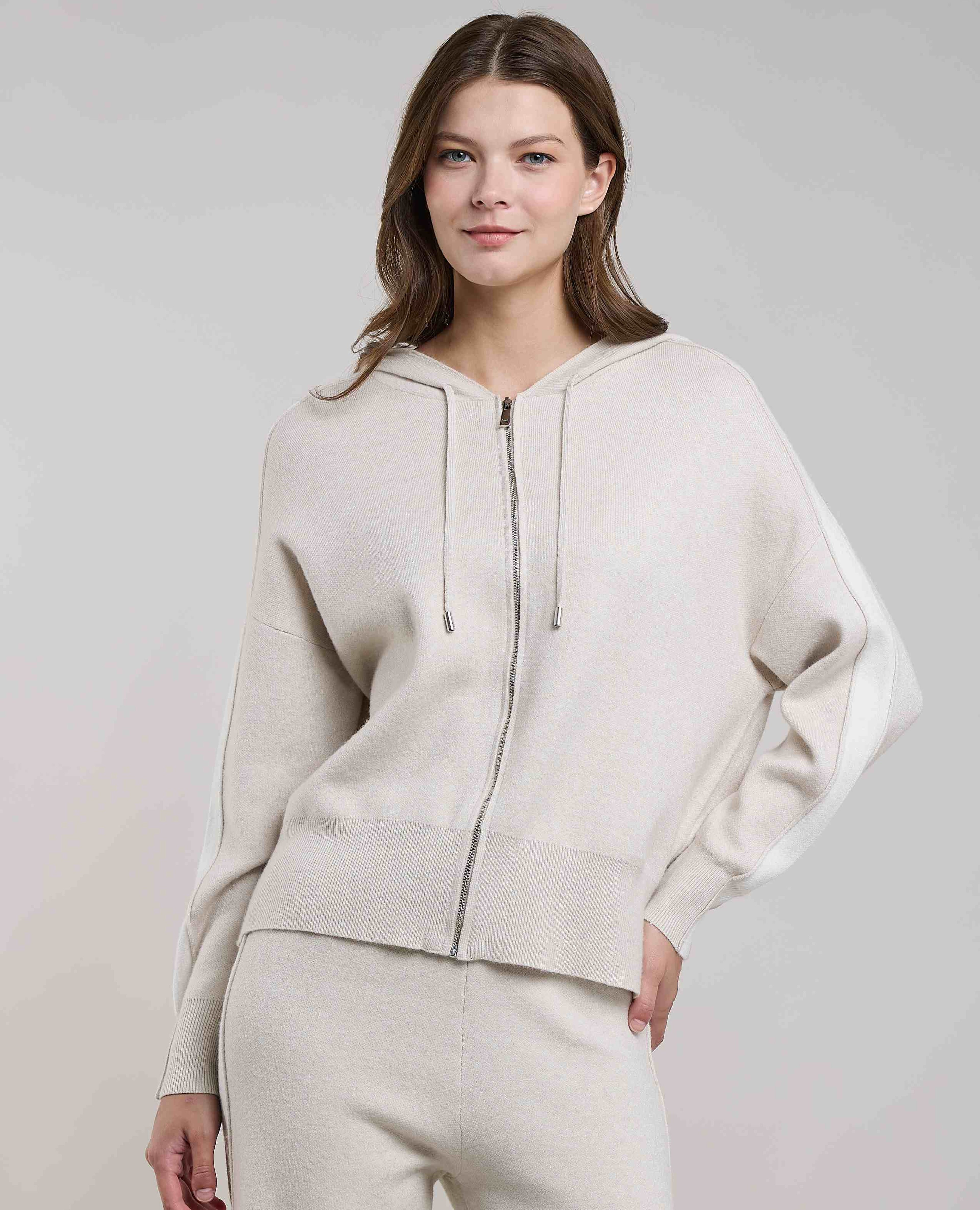 Solid Hooded Jacket with Zipper Closure