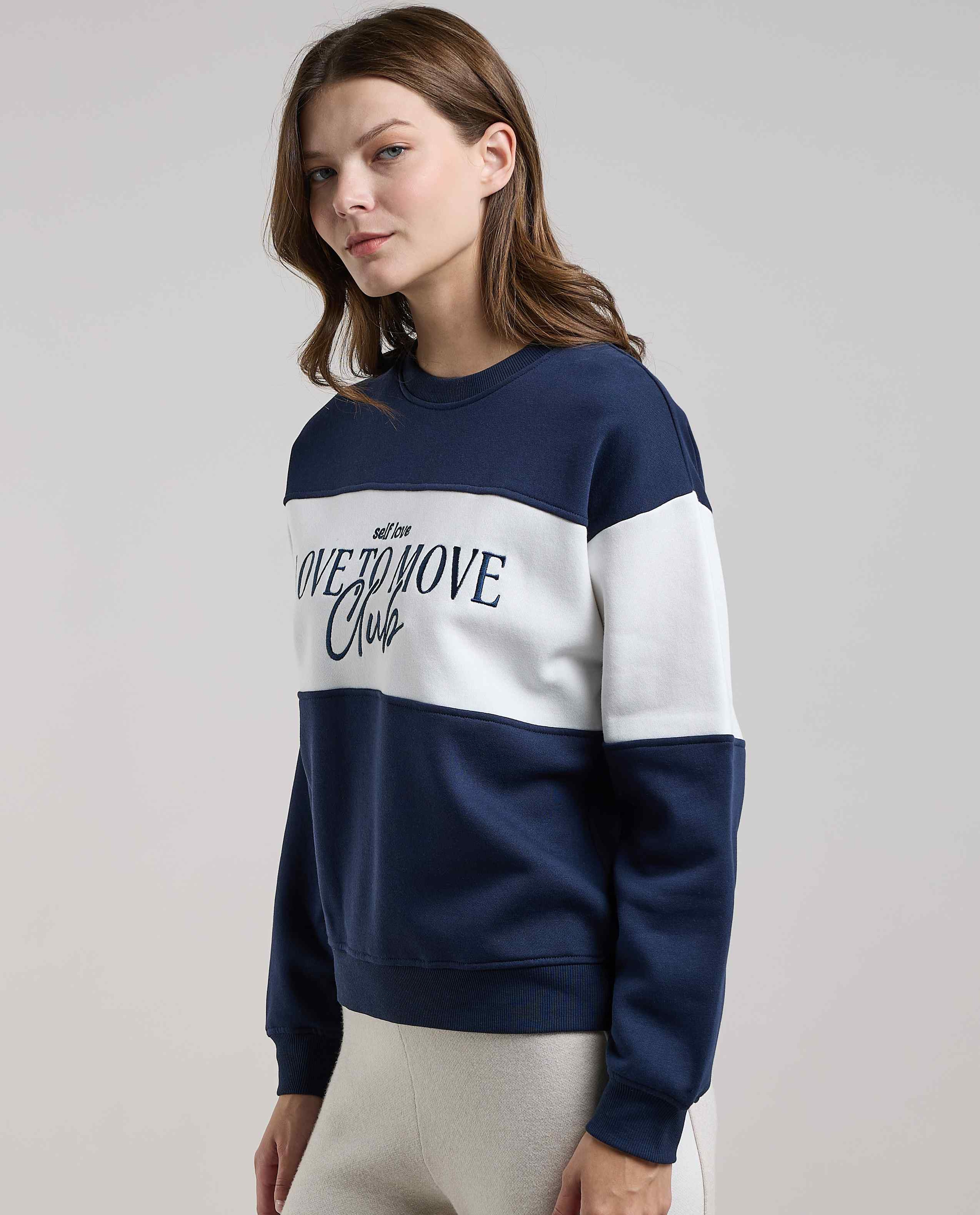 Embroidered Sweatshirt with Crew Neck and Long Sleeves