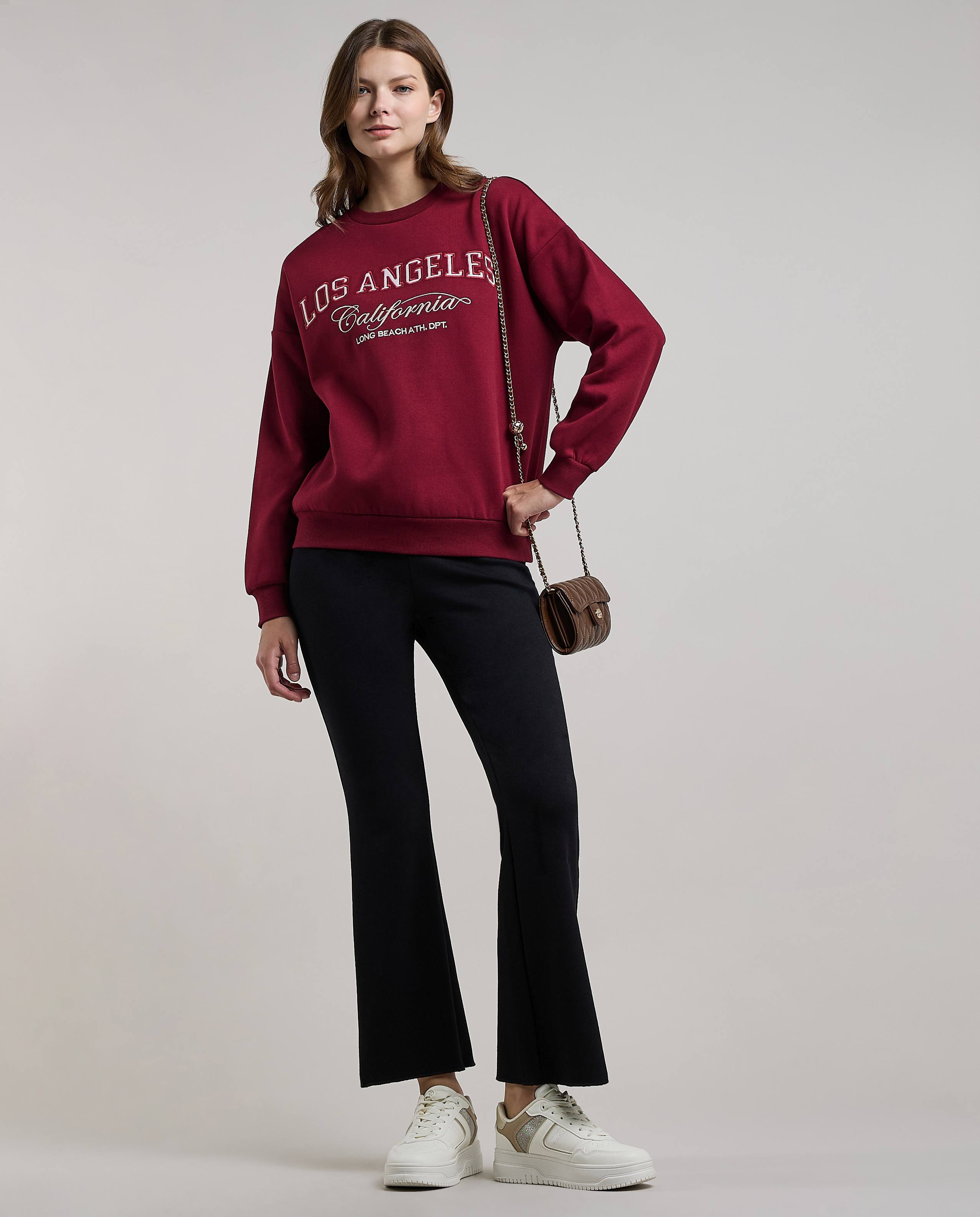 Embroidered Sweatshirt with Crew Neck and Long Sleeves