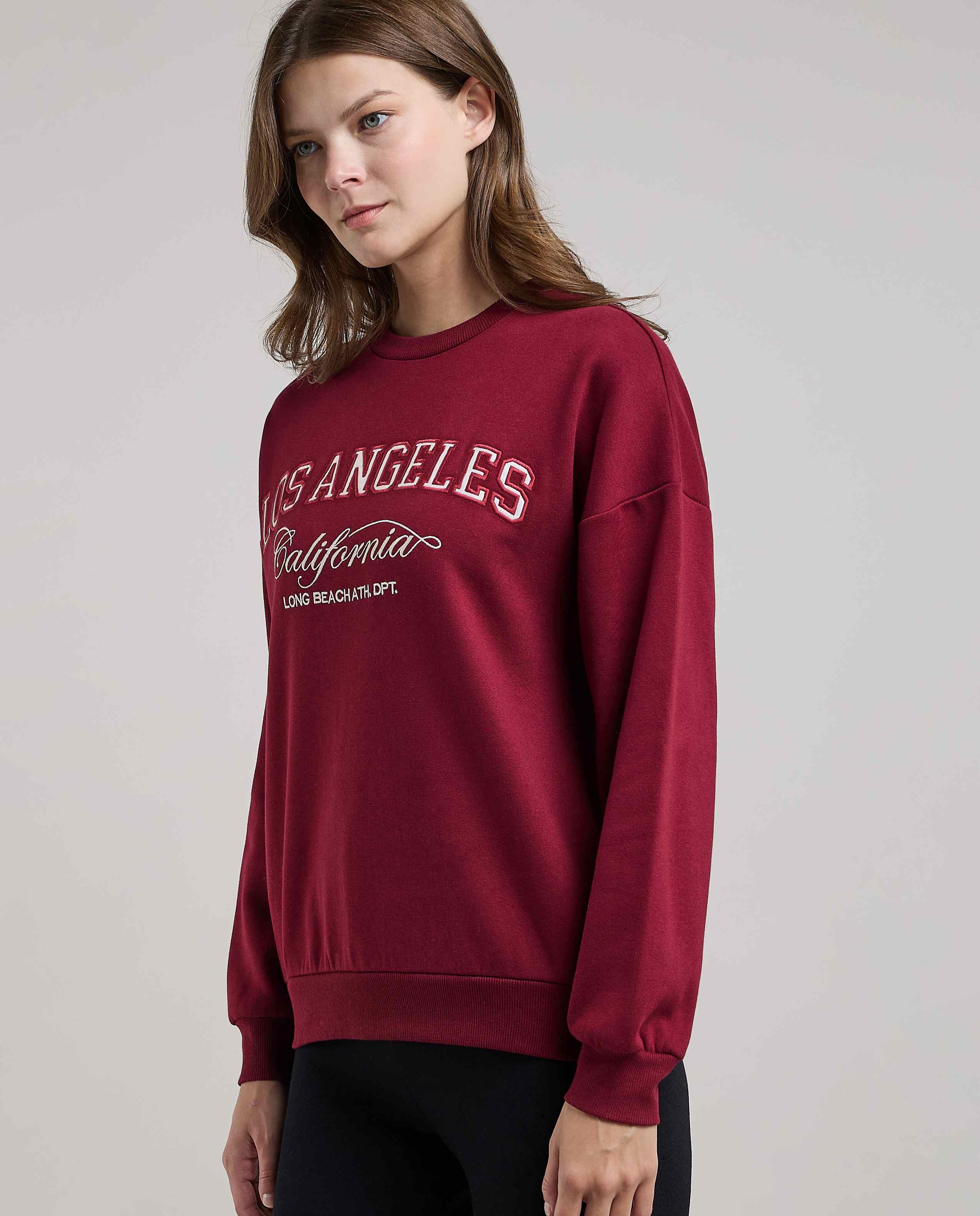Embroidered Sweatshirt with Crew Neck and Long Sleeves
