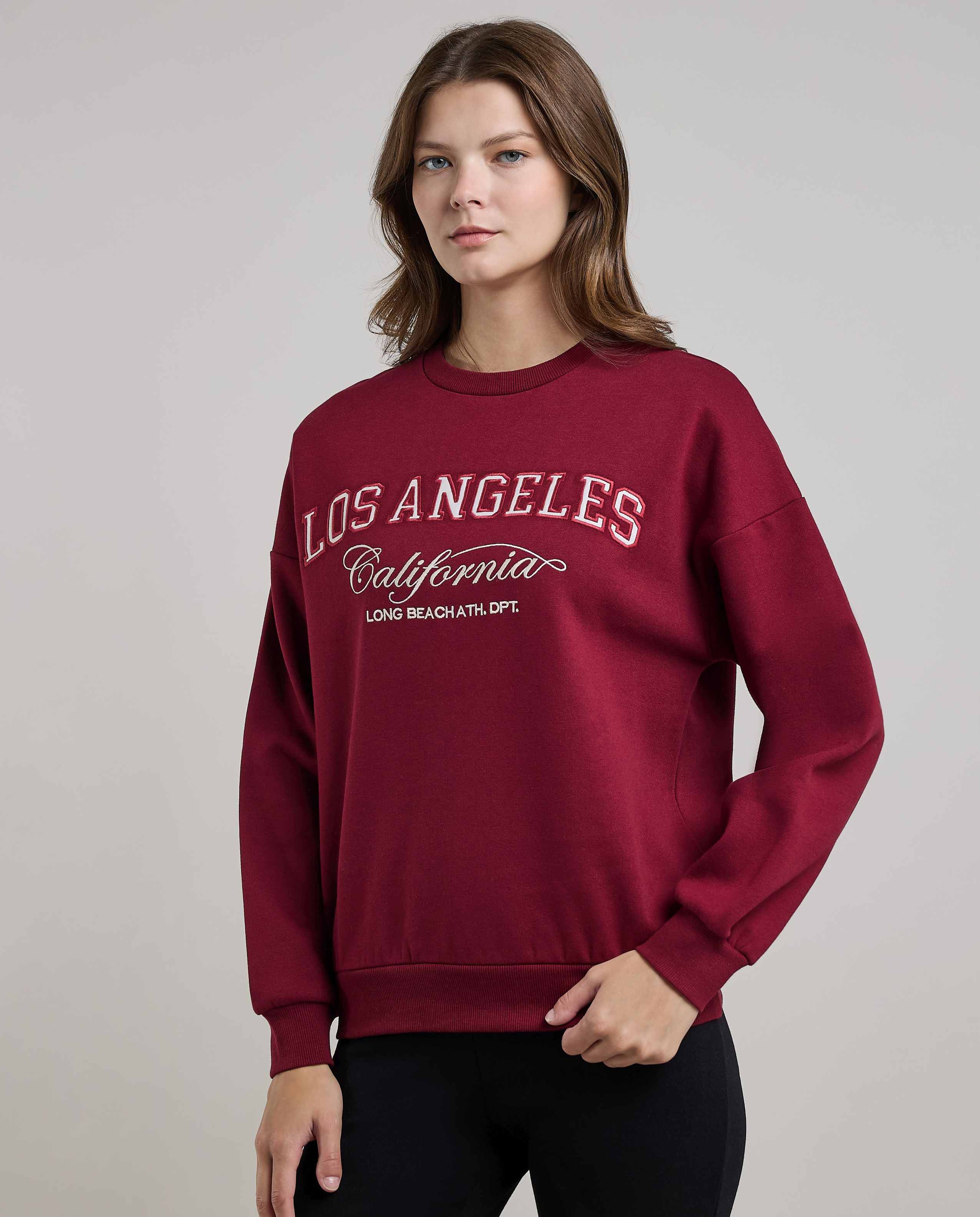 Embroidered Sweatshirt with Crew Neck and Long Sleeves