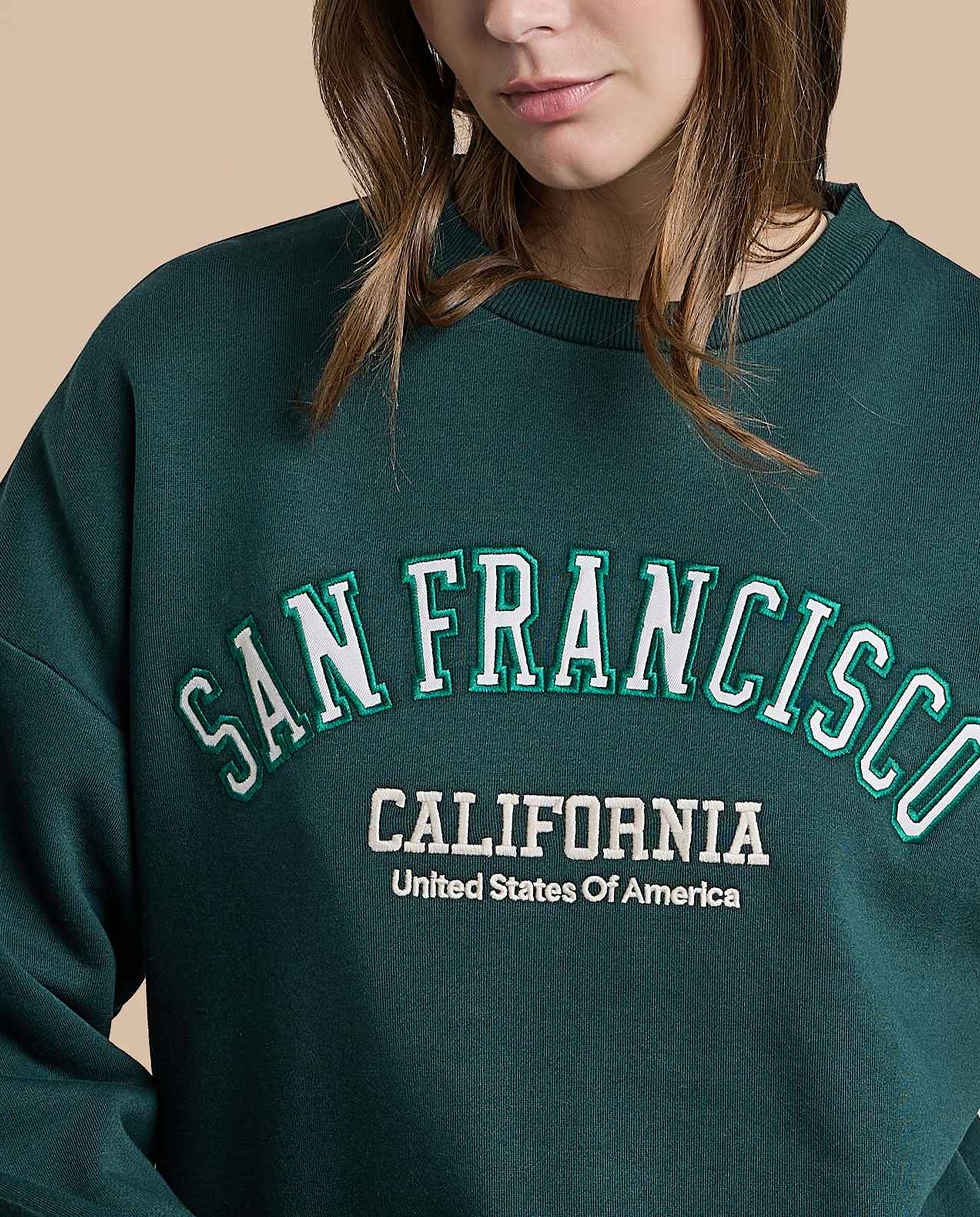 Embroidered Sweatshirt with Crew Neck and Long Sleeves