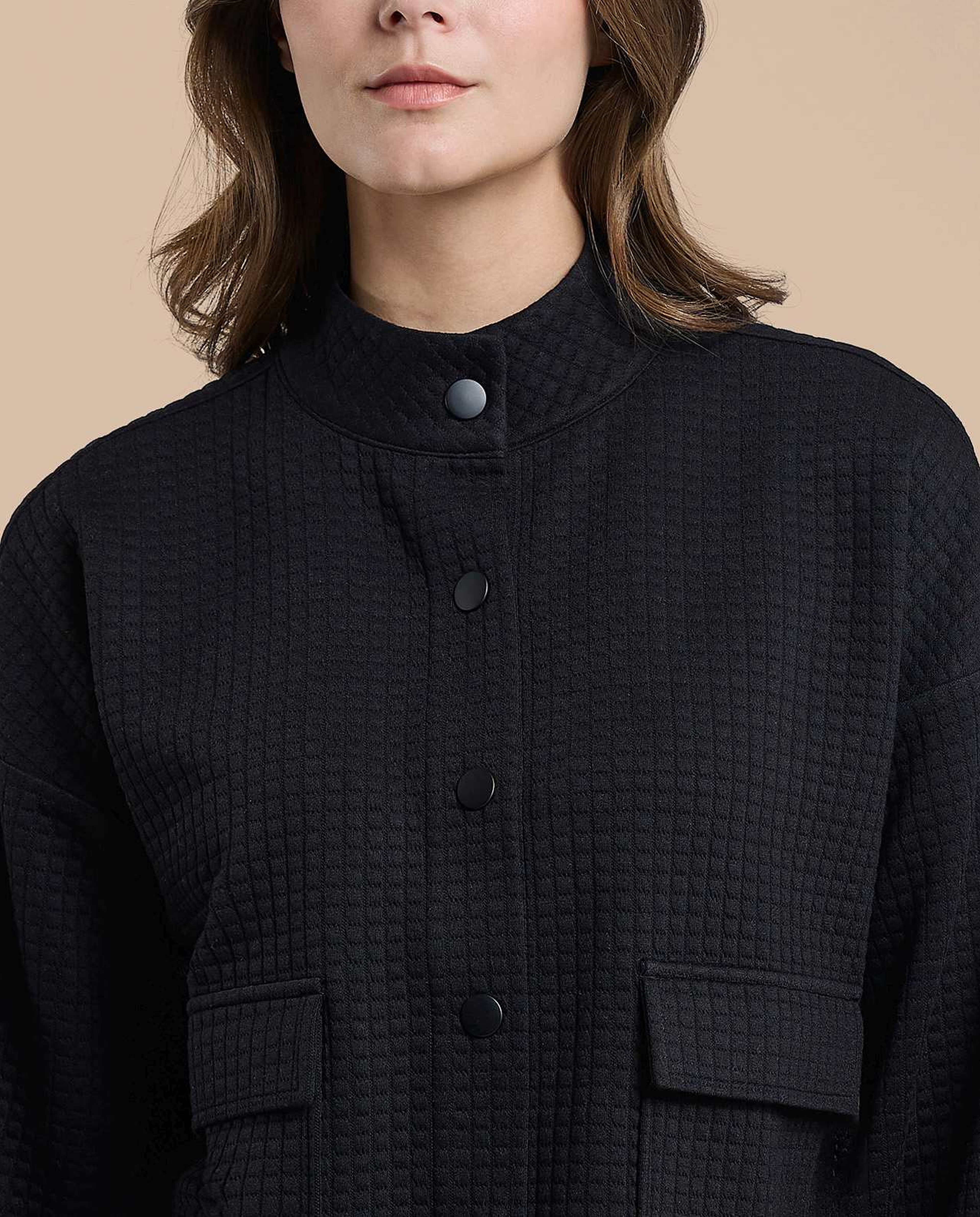 Textured Jacket with Button Closure