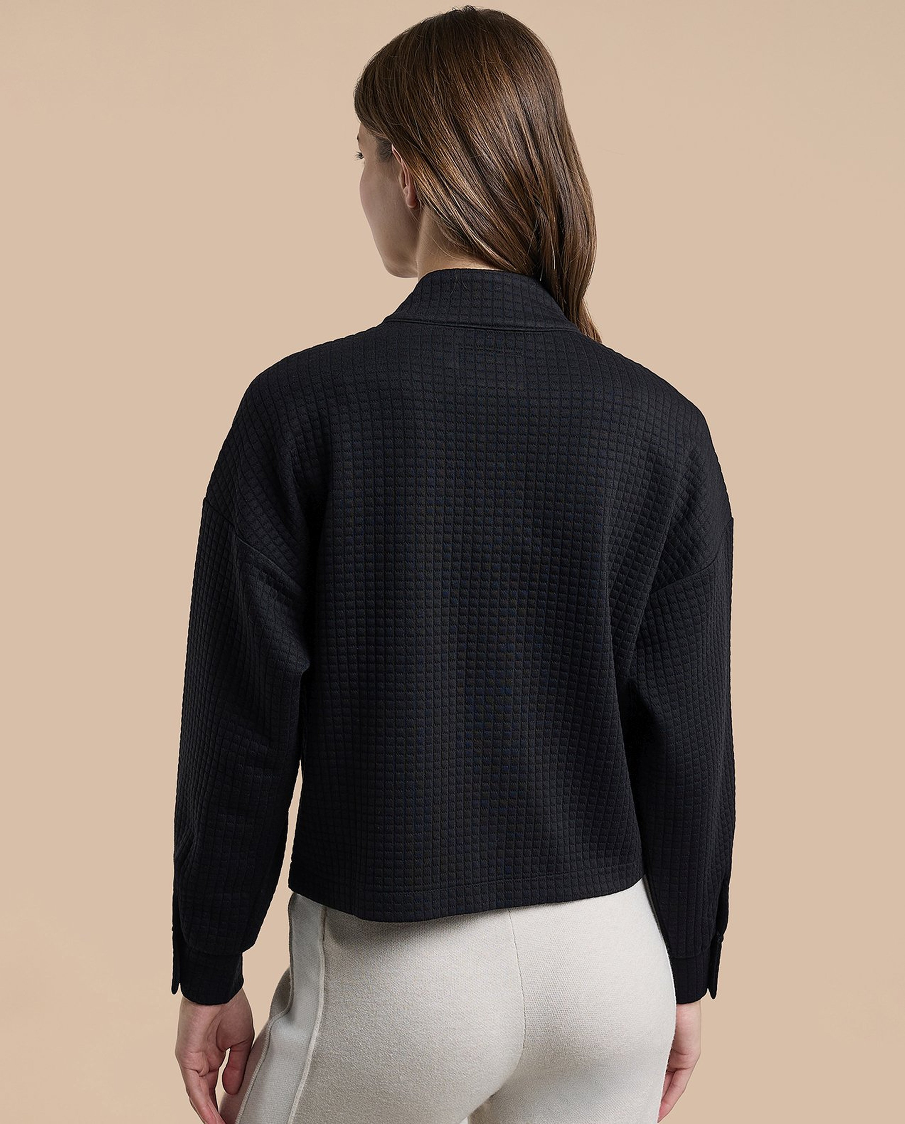 Textured Jacket with Button Closure