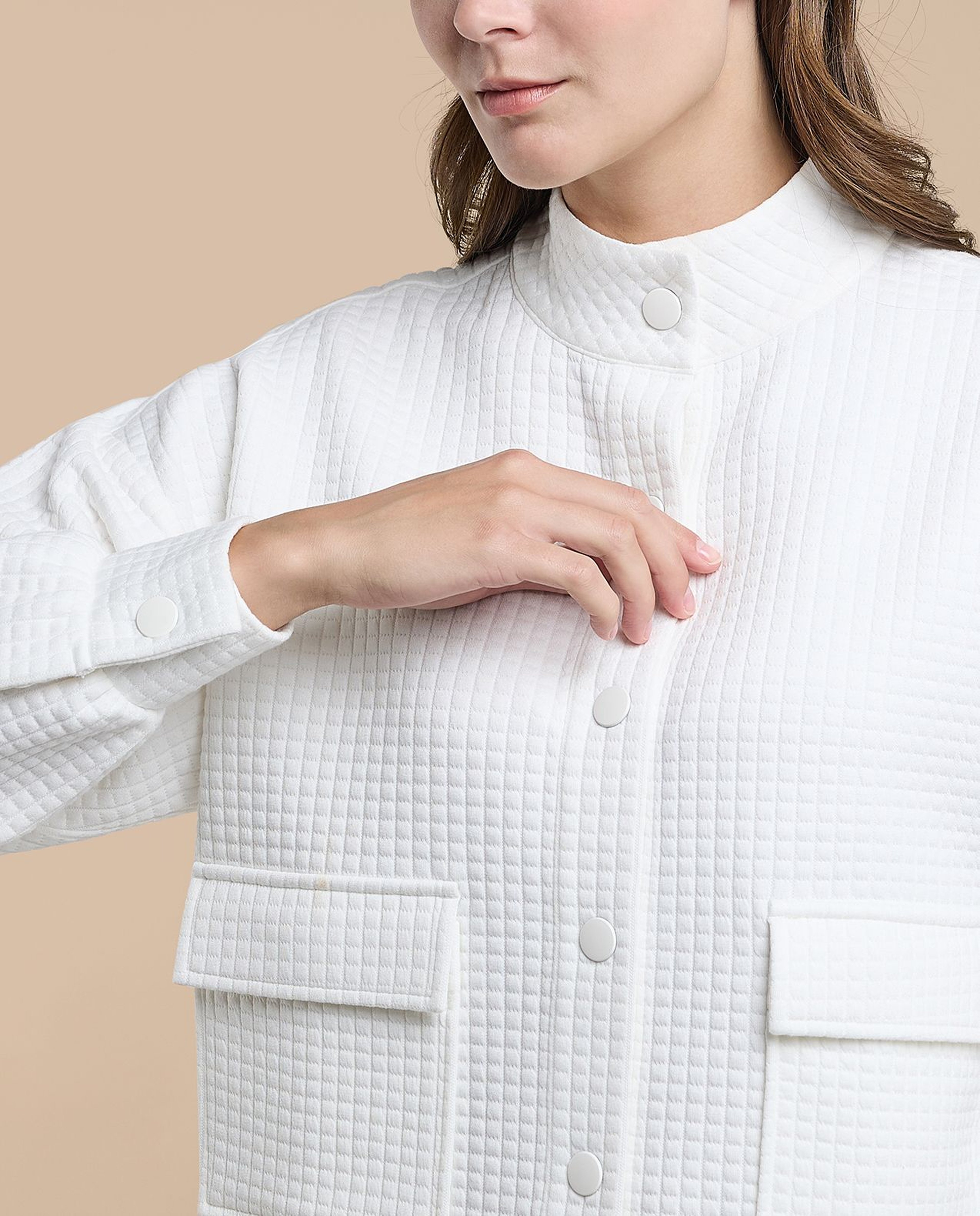 Textured Jacket with Button Closure