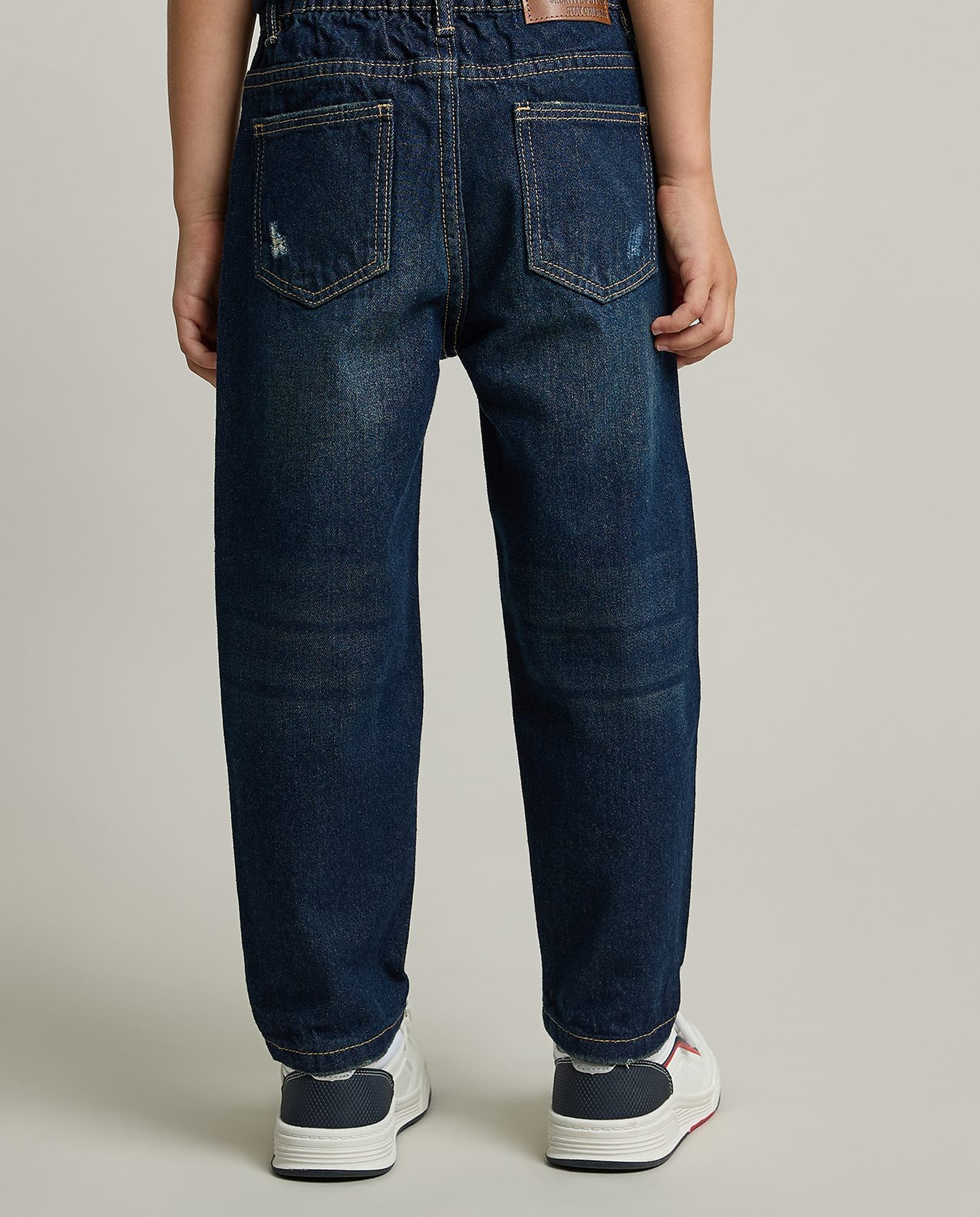 Faded Straight Fit Jeans with Button Closure