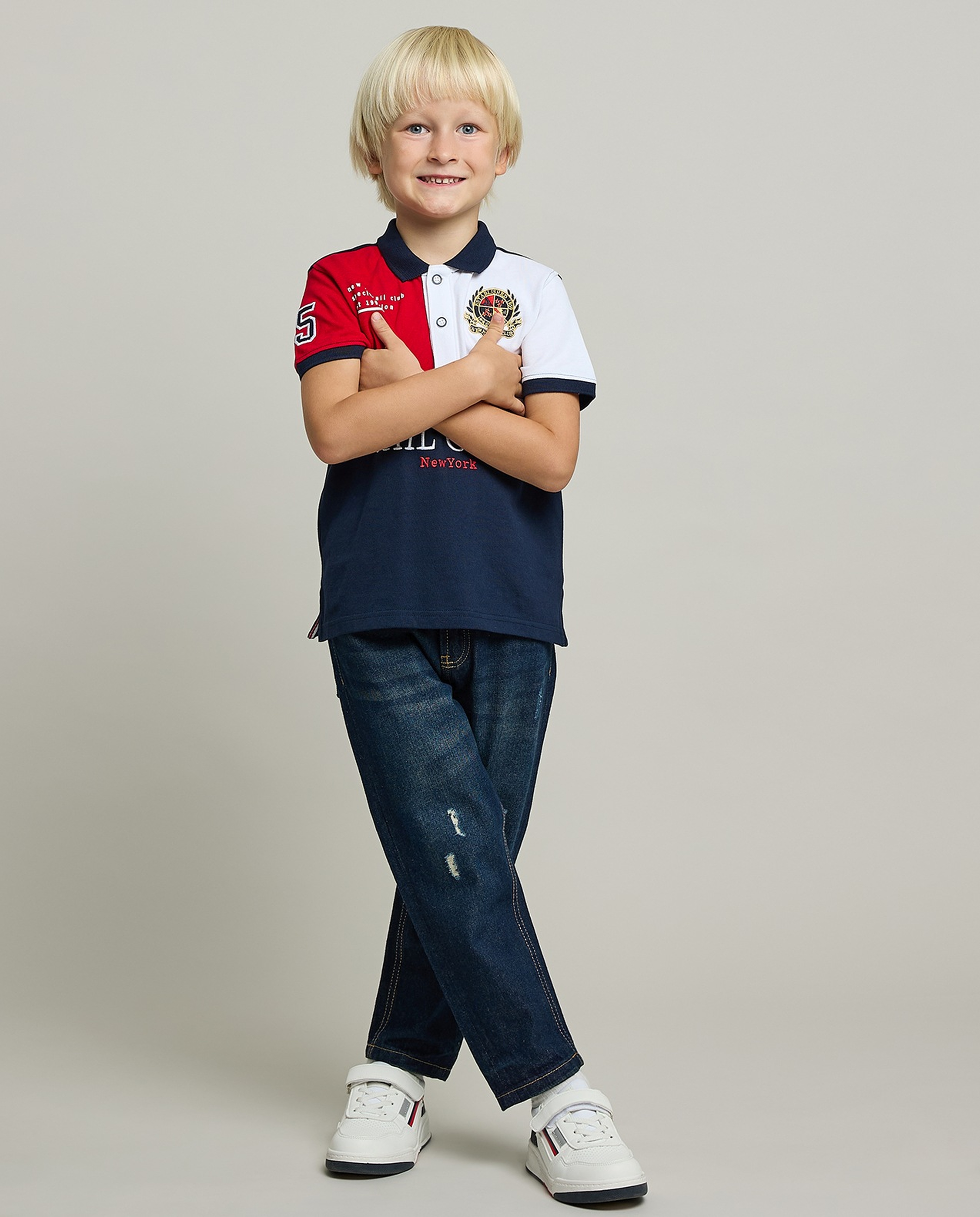 Faded Straight Fit Jeans with Button Closure