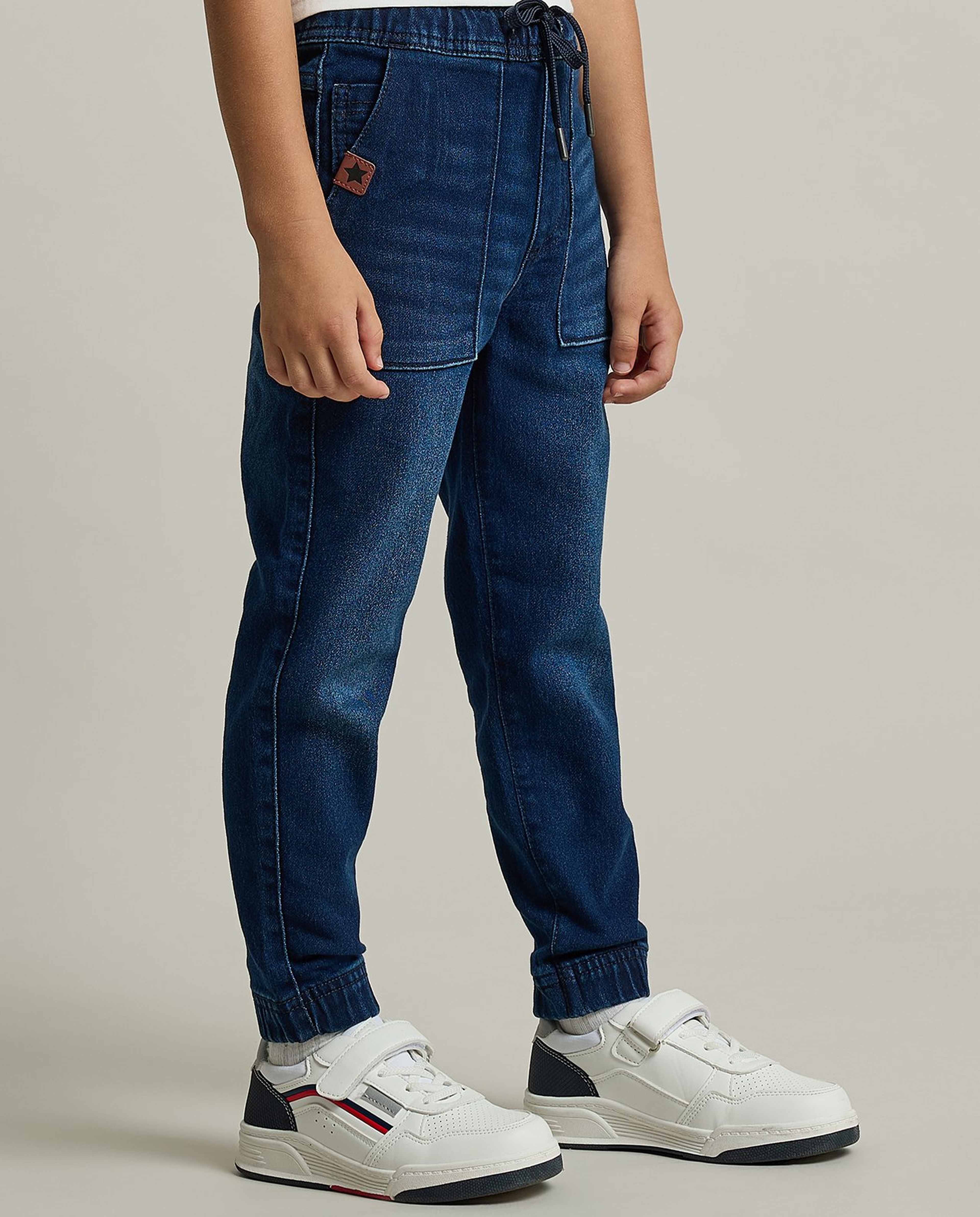 Faded Slim Fit Jeans with Button Closure