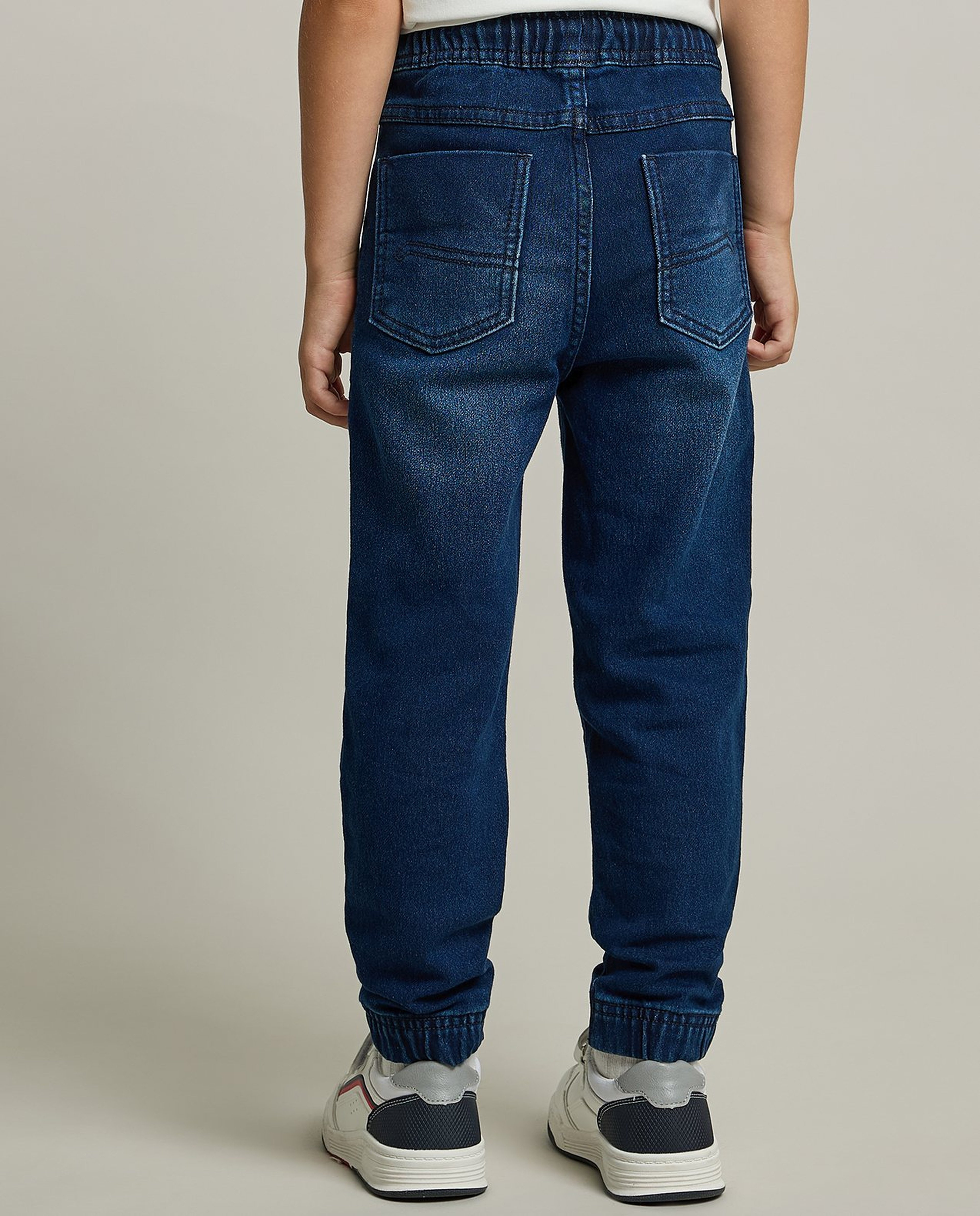 Faded Slim Fit Jeans with Button Closure