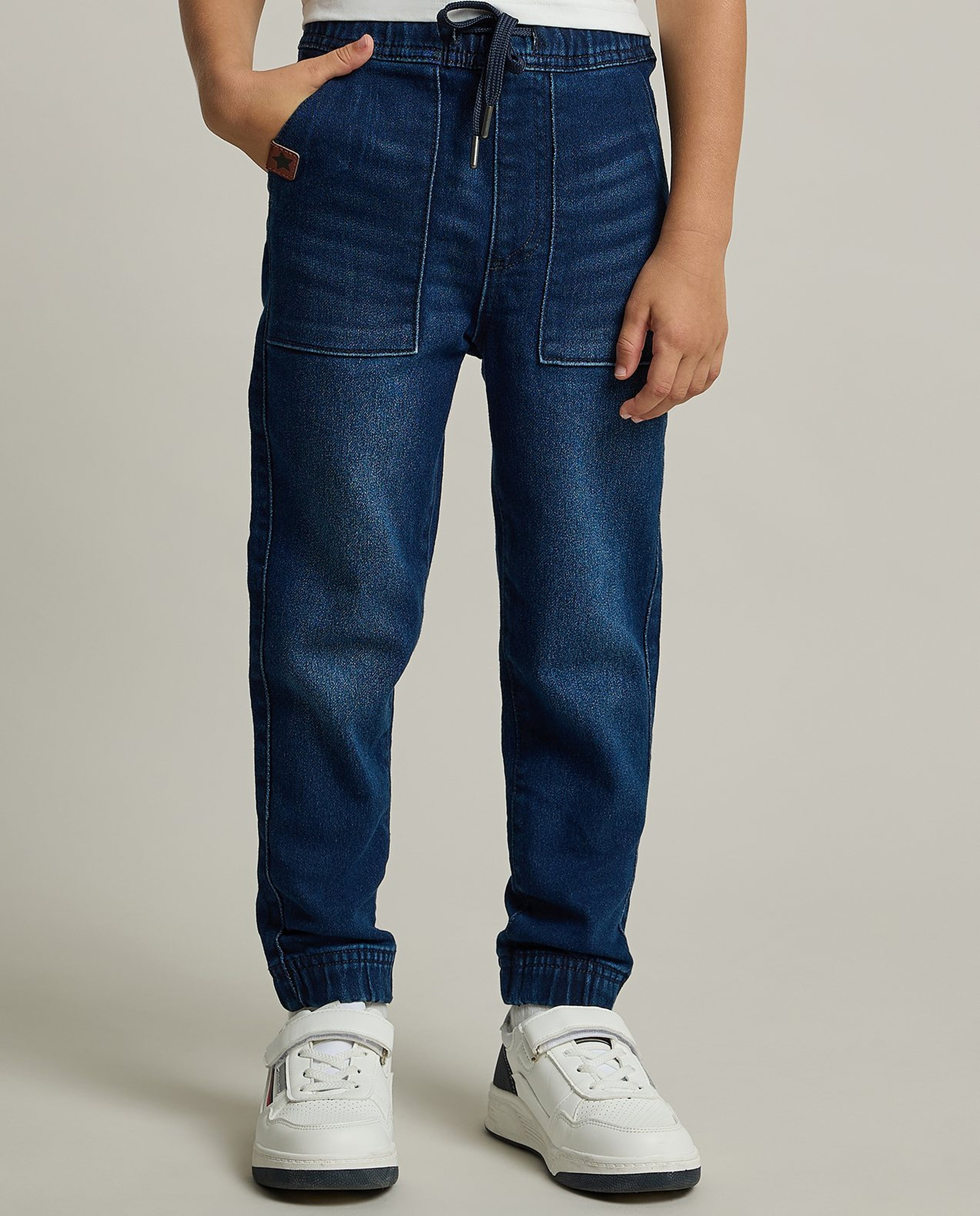 Faded Slim Fit Jeans with Button Closure