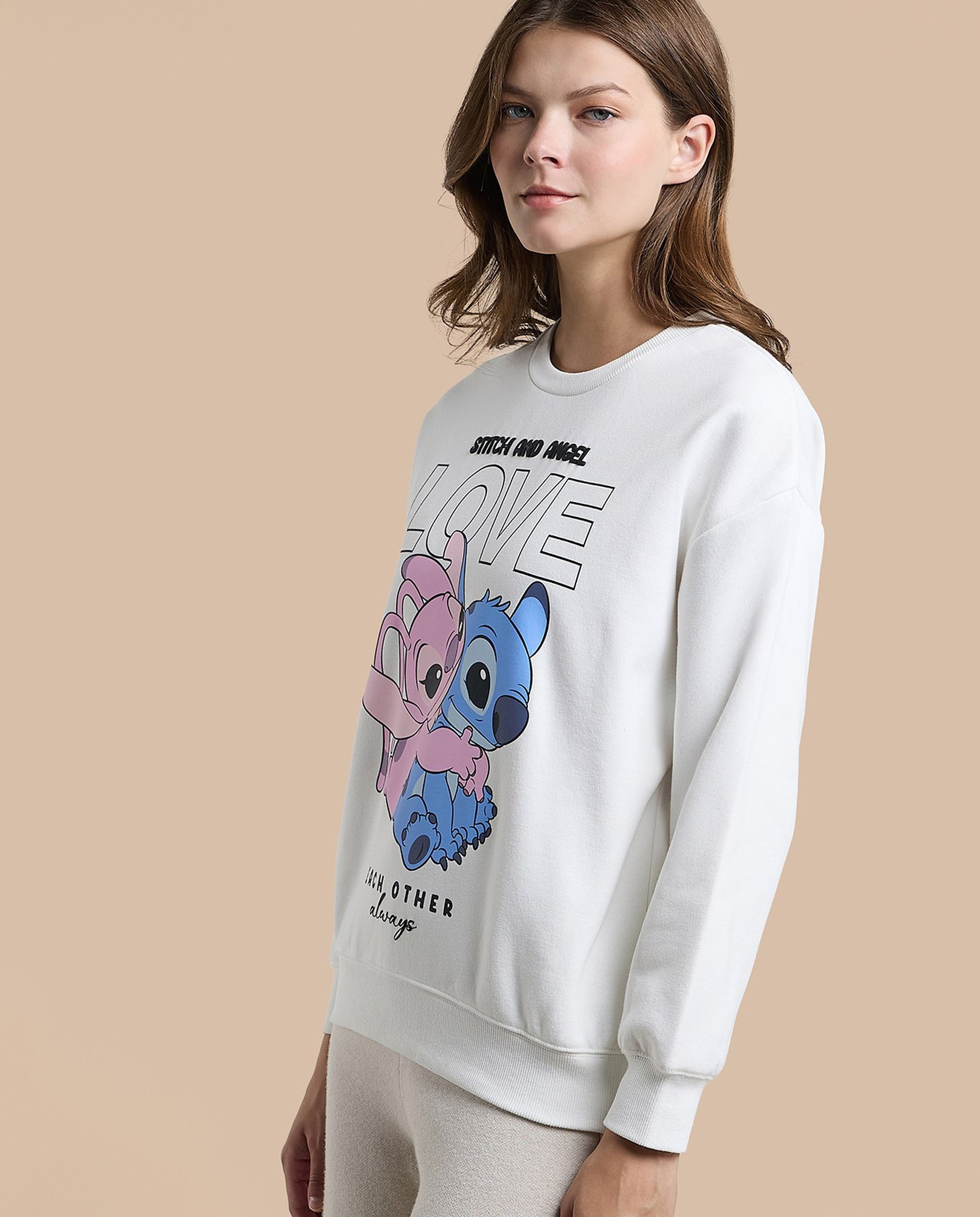 Embroidered Sweatshirt with Crew Neck and Long Sleeves