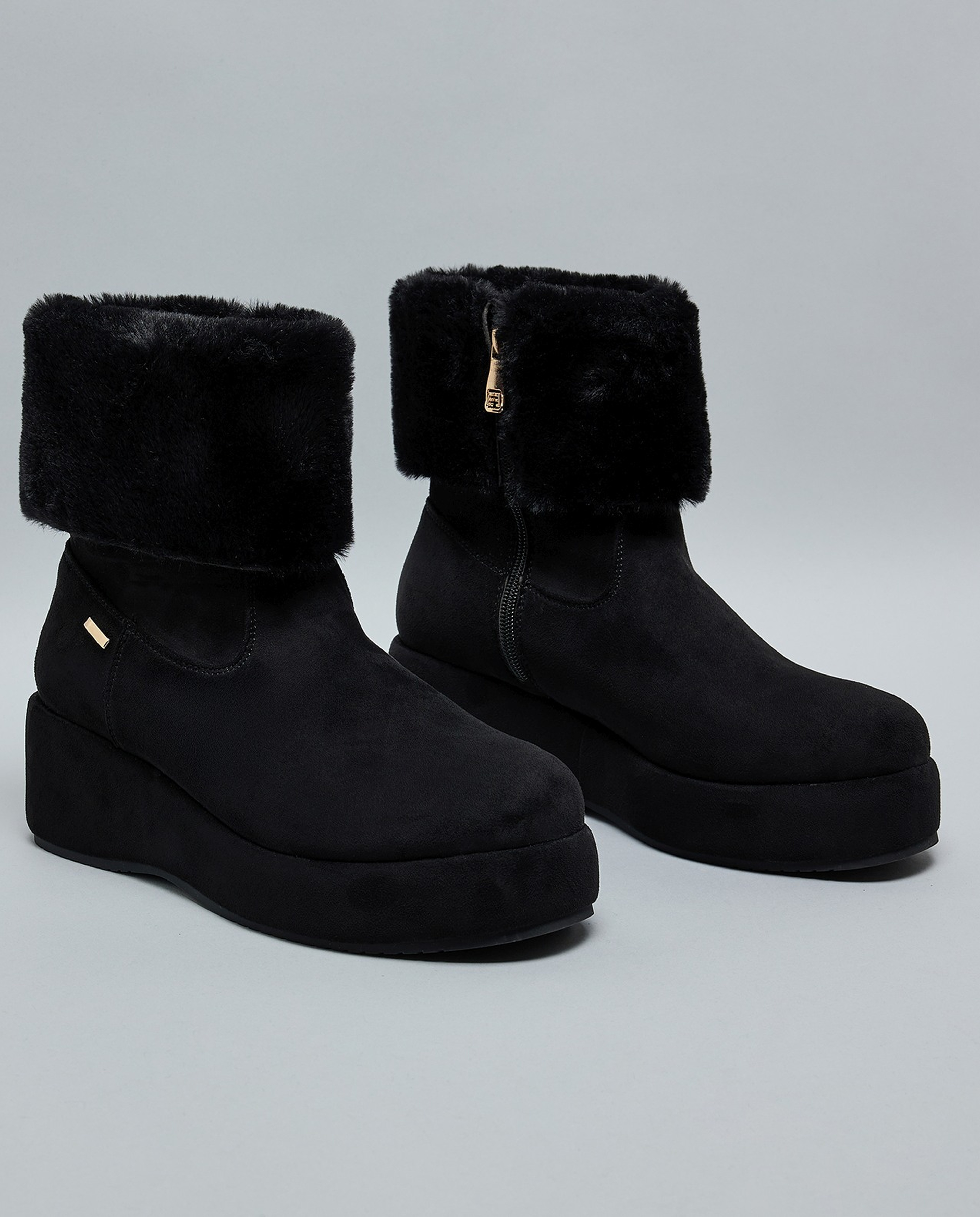 Fur Cuff Ankle Boots
