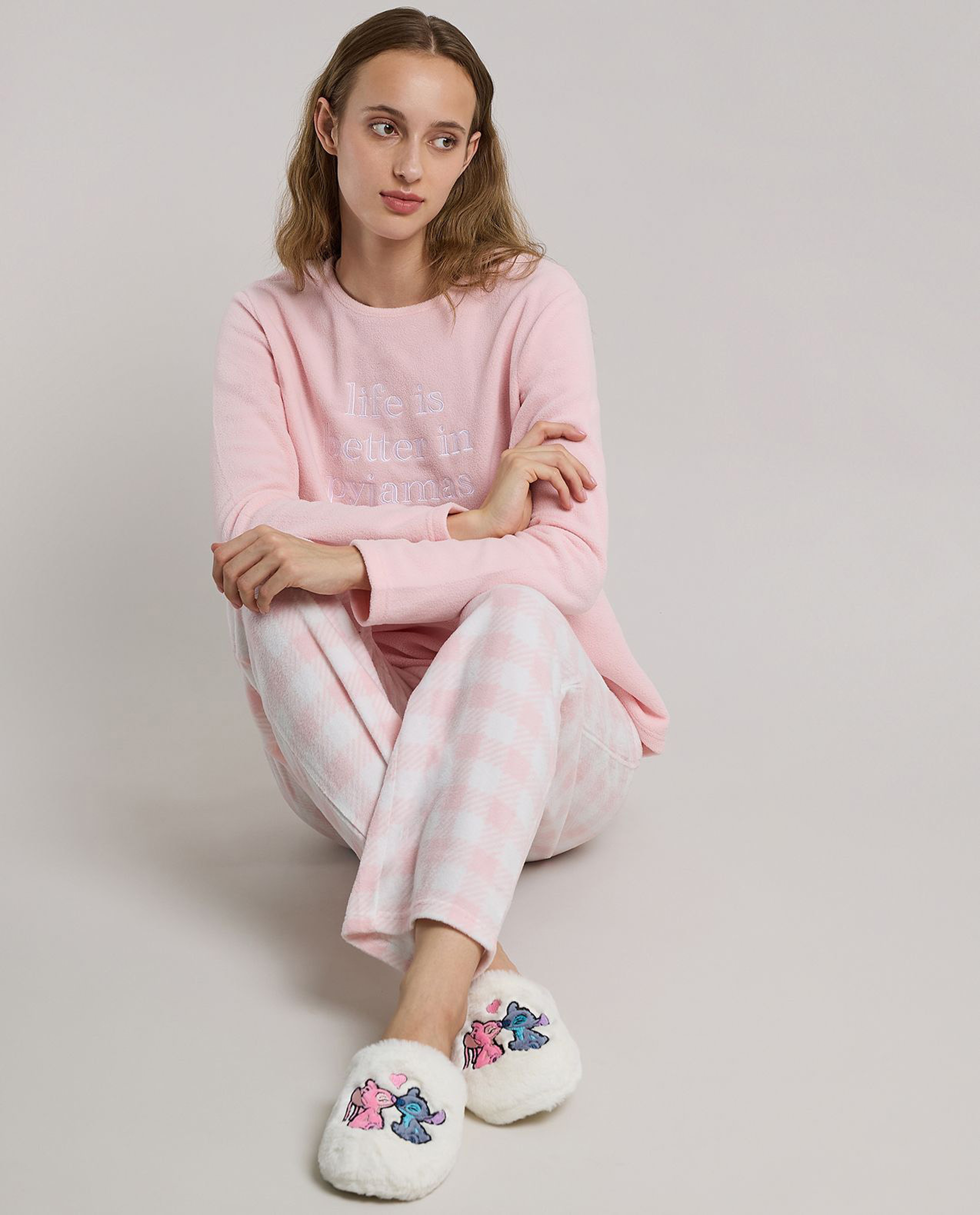 Stitch Embroidered Bedroom Slippers