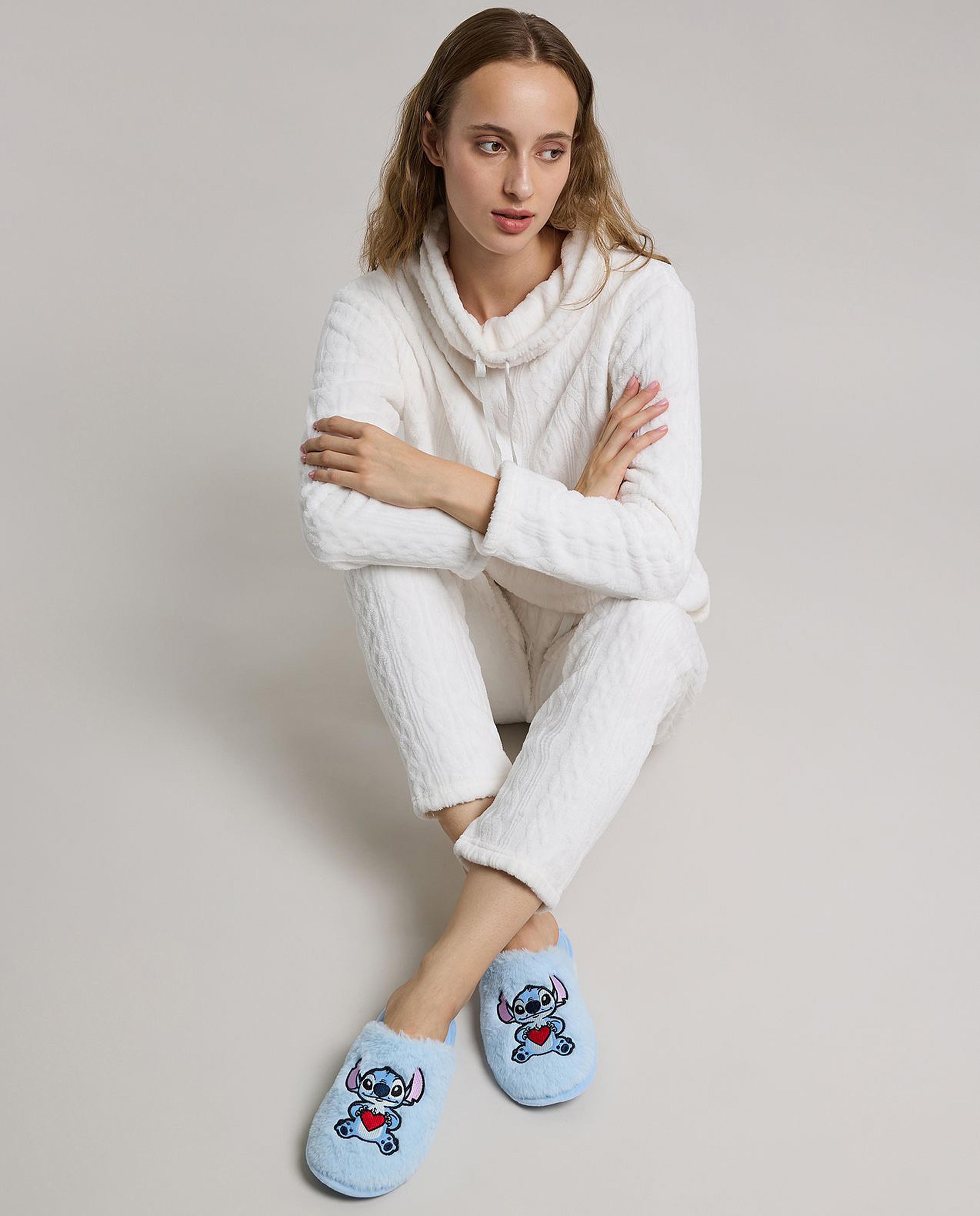 Stitch Embroidered Bedroom Slippers