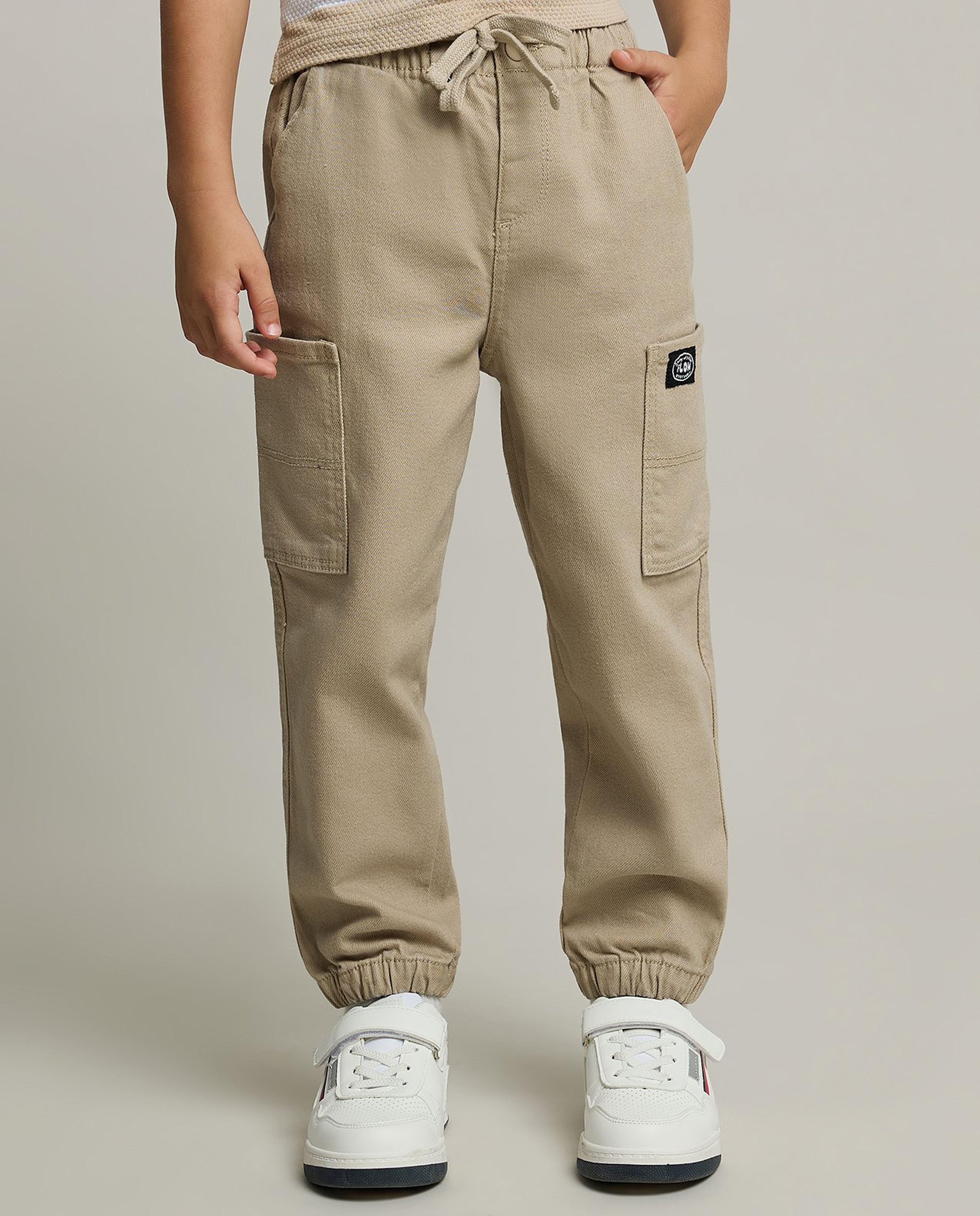 Solid Jogger Pants with Drawstring Waist