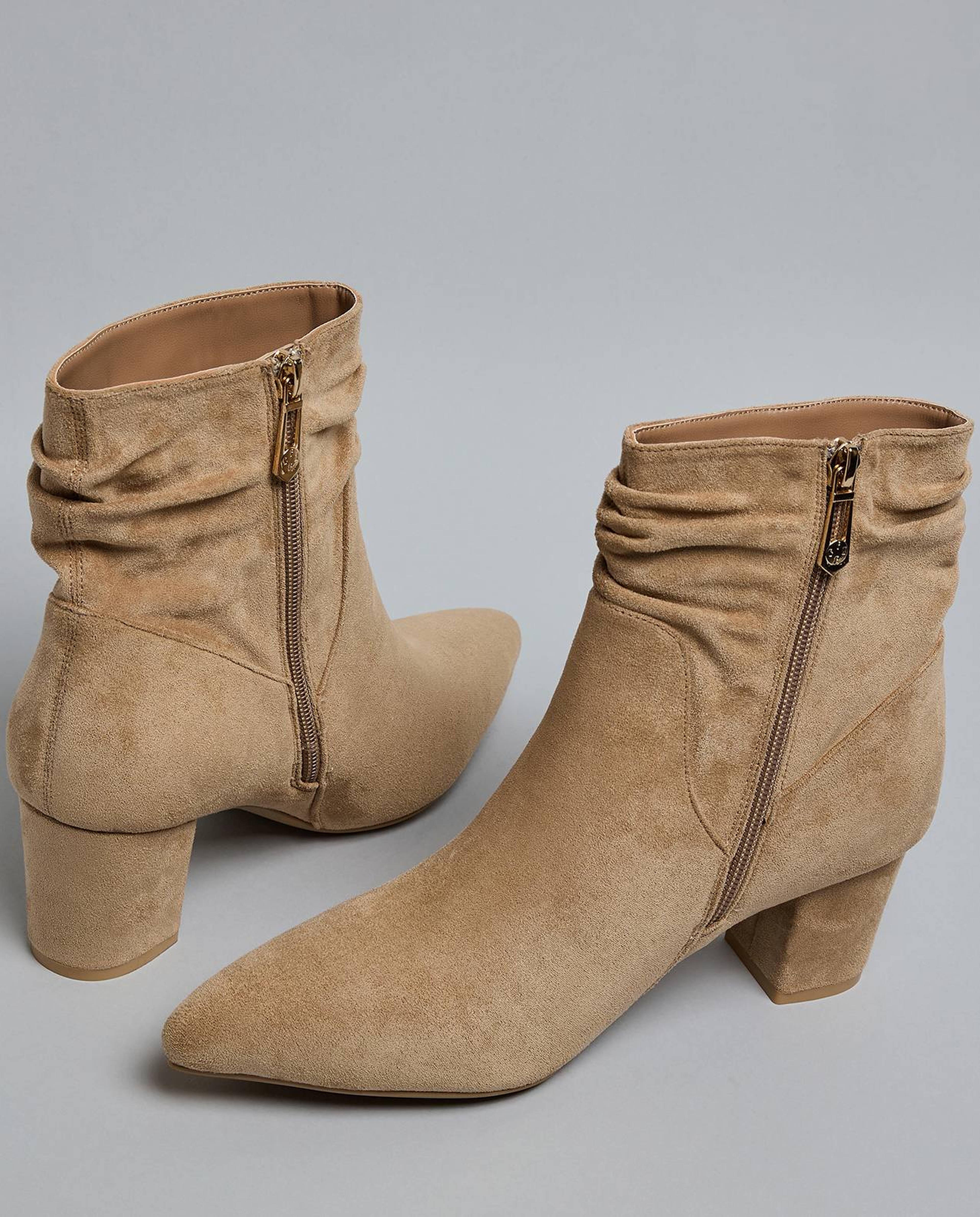 Ruched Heel Ankle Boots