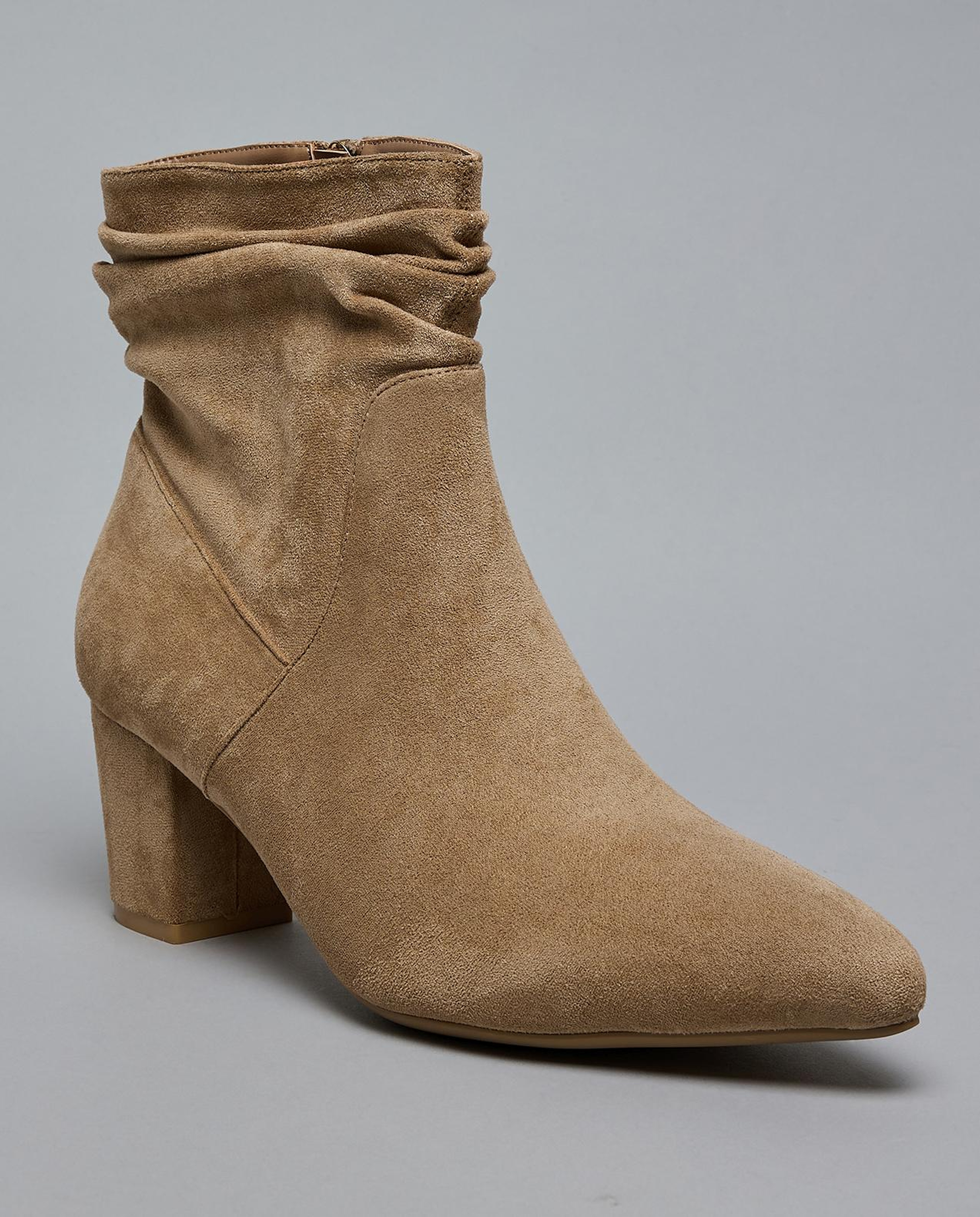 Ruched Heel Ankle Boots